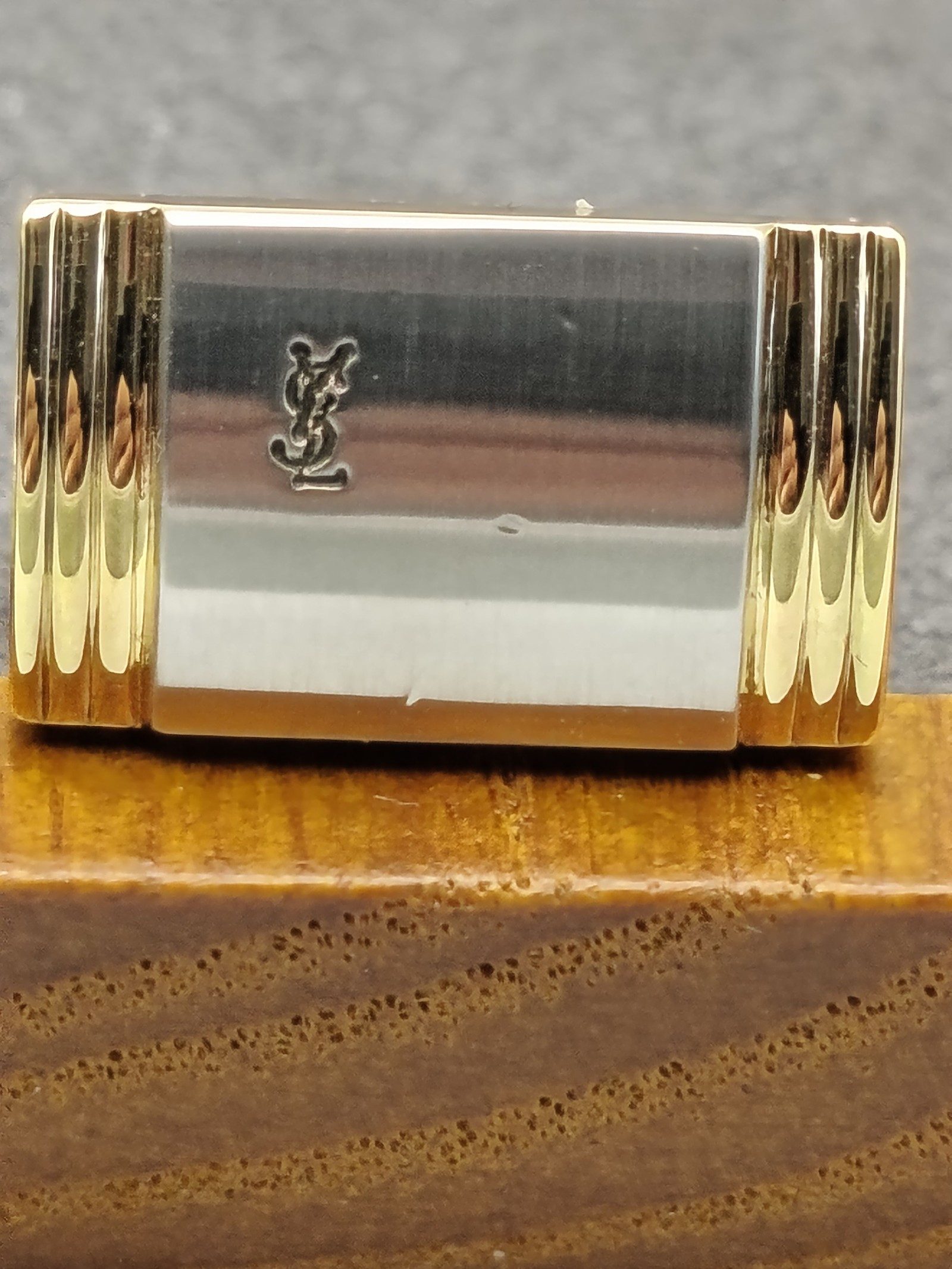Yves Saint Laurent Gold & Silver Tone Cufflinks & Tie Clip Set image 4