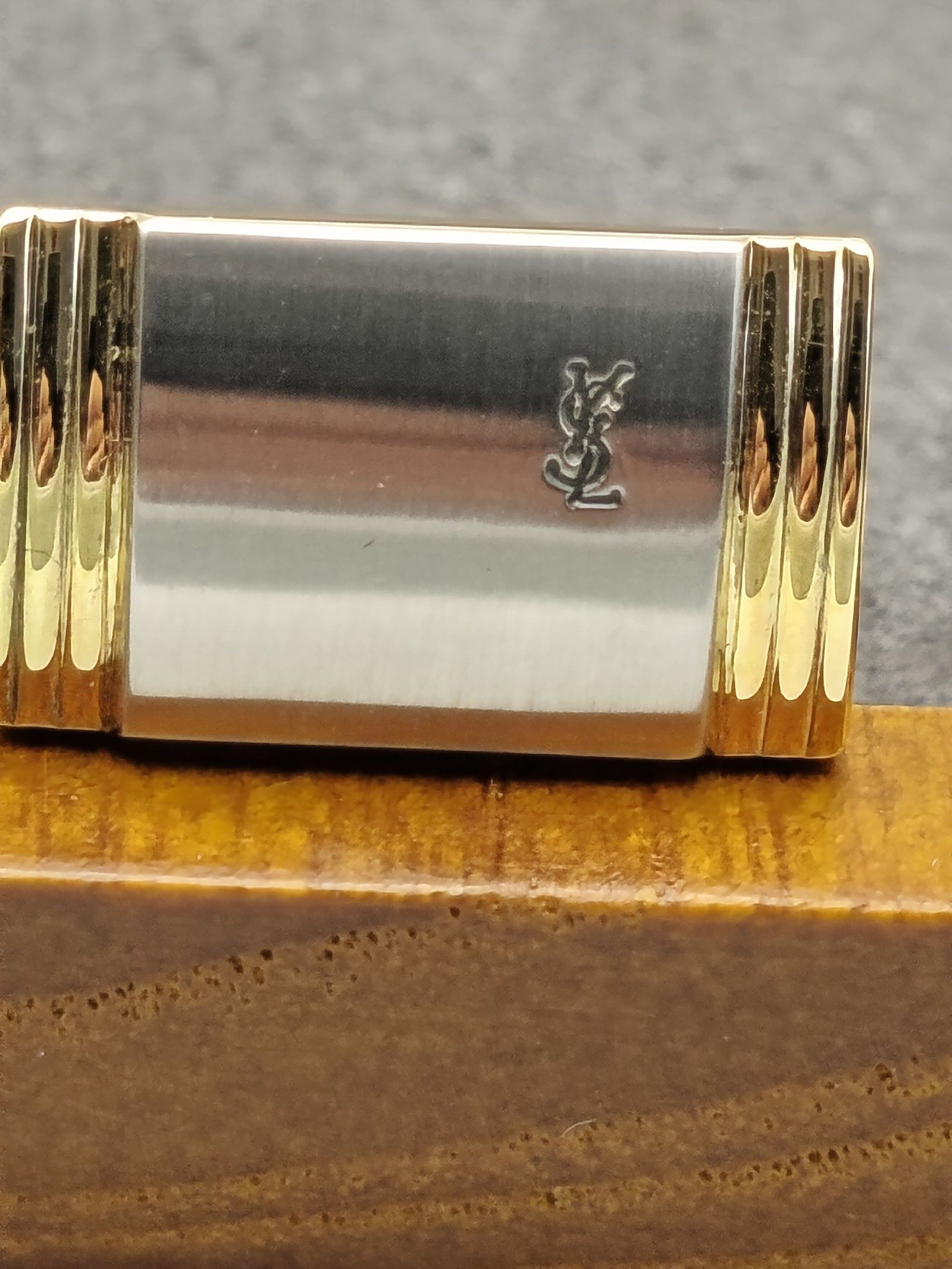 Yves Saint Laurent Gold & Silver Tone Cufflinks & Tie Clip Set image 6
