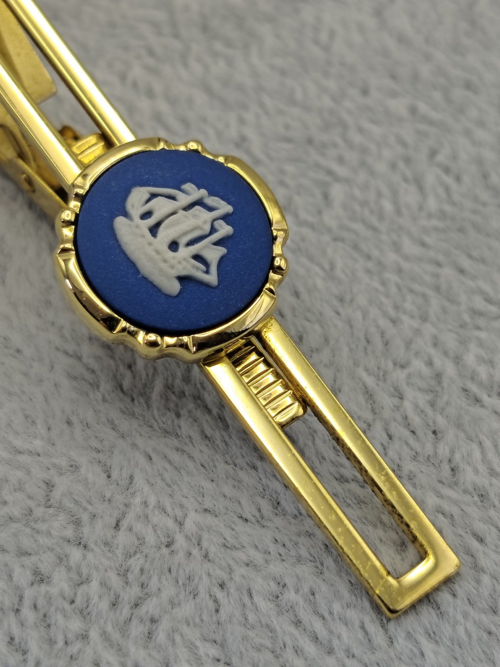 Wedgwood Blue & White Viking Ship Cufflinks & Tie Clip Set image 10