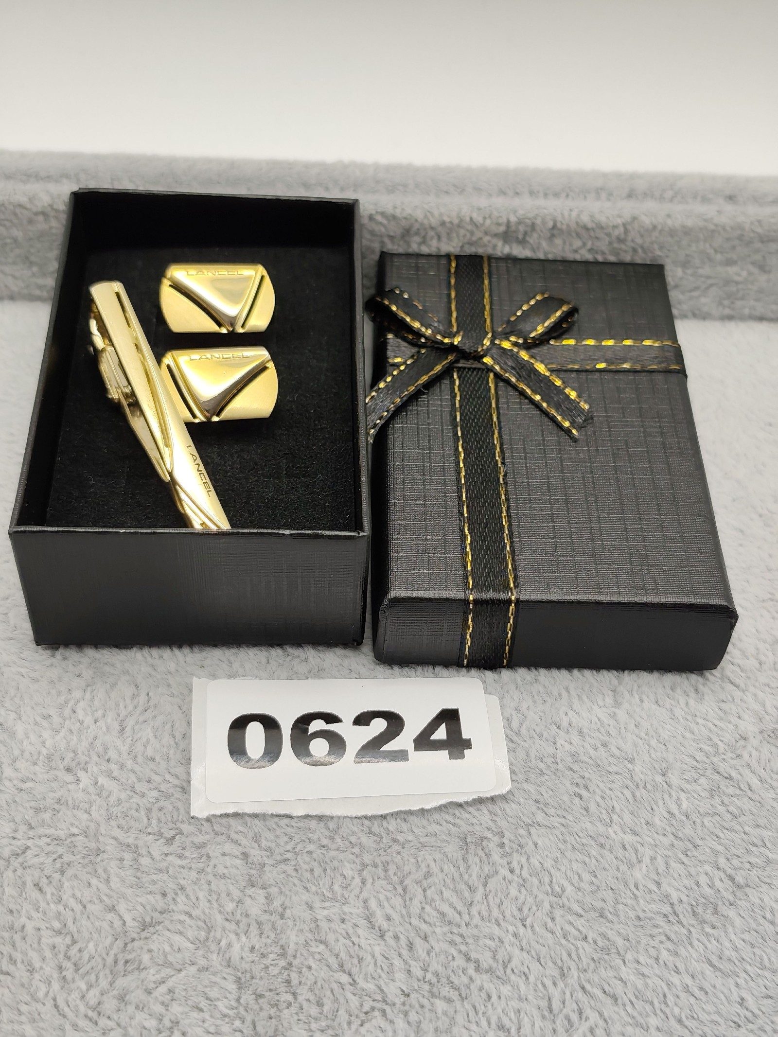 Lancel Gold-Tone Tie Clip & Cufflinks Set