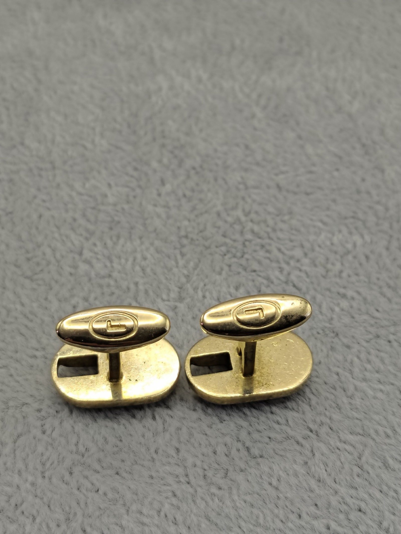 Lancel Vintage Gold & Black Oval Cufflinks & Tie Clip Set image 5