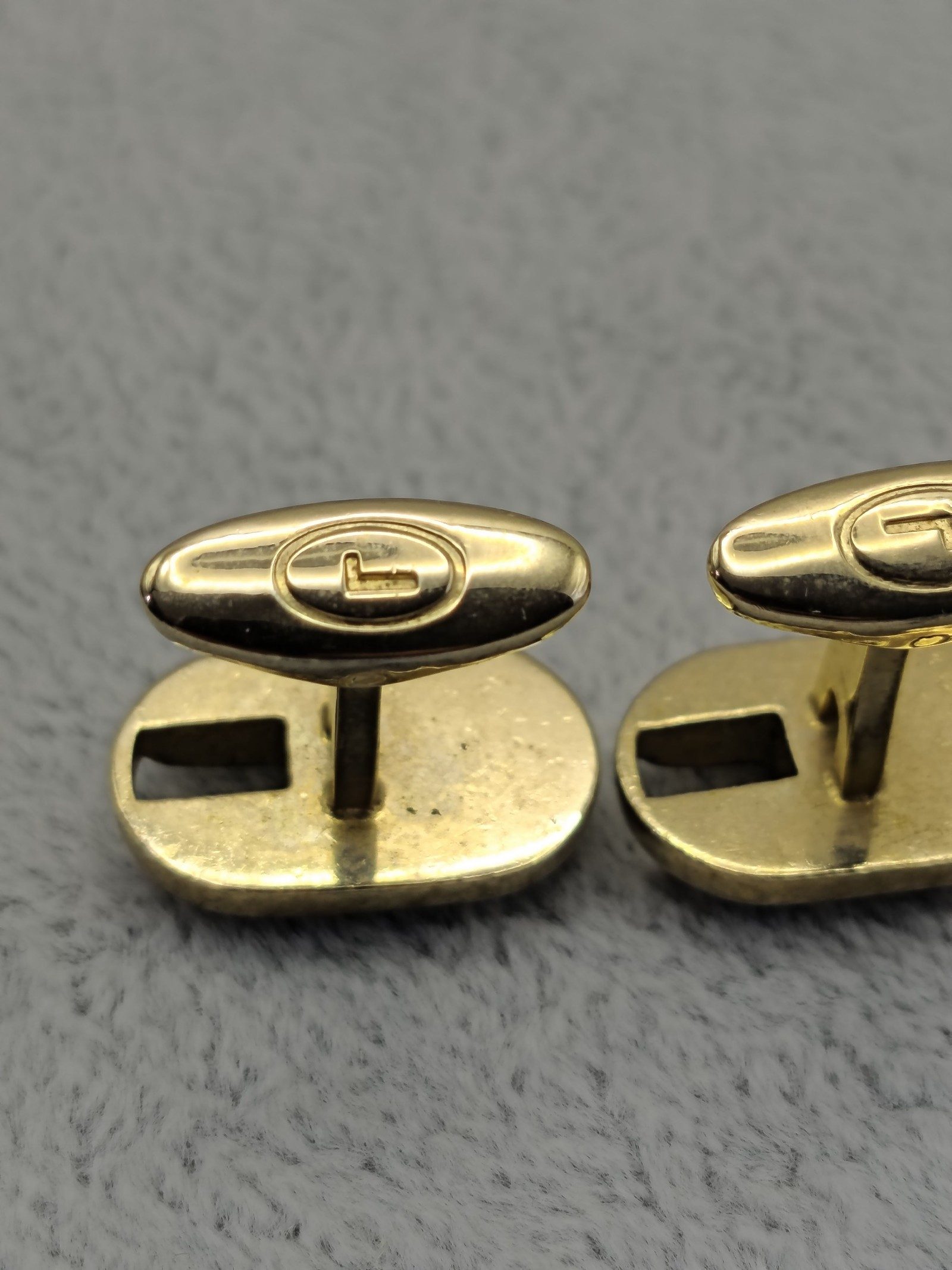 Lancel Vintage Gold & Black Oval Cufflinks & Tie Clip Set image 6