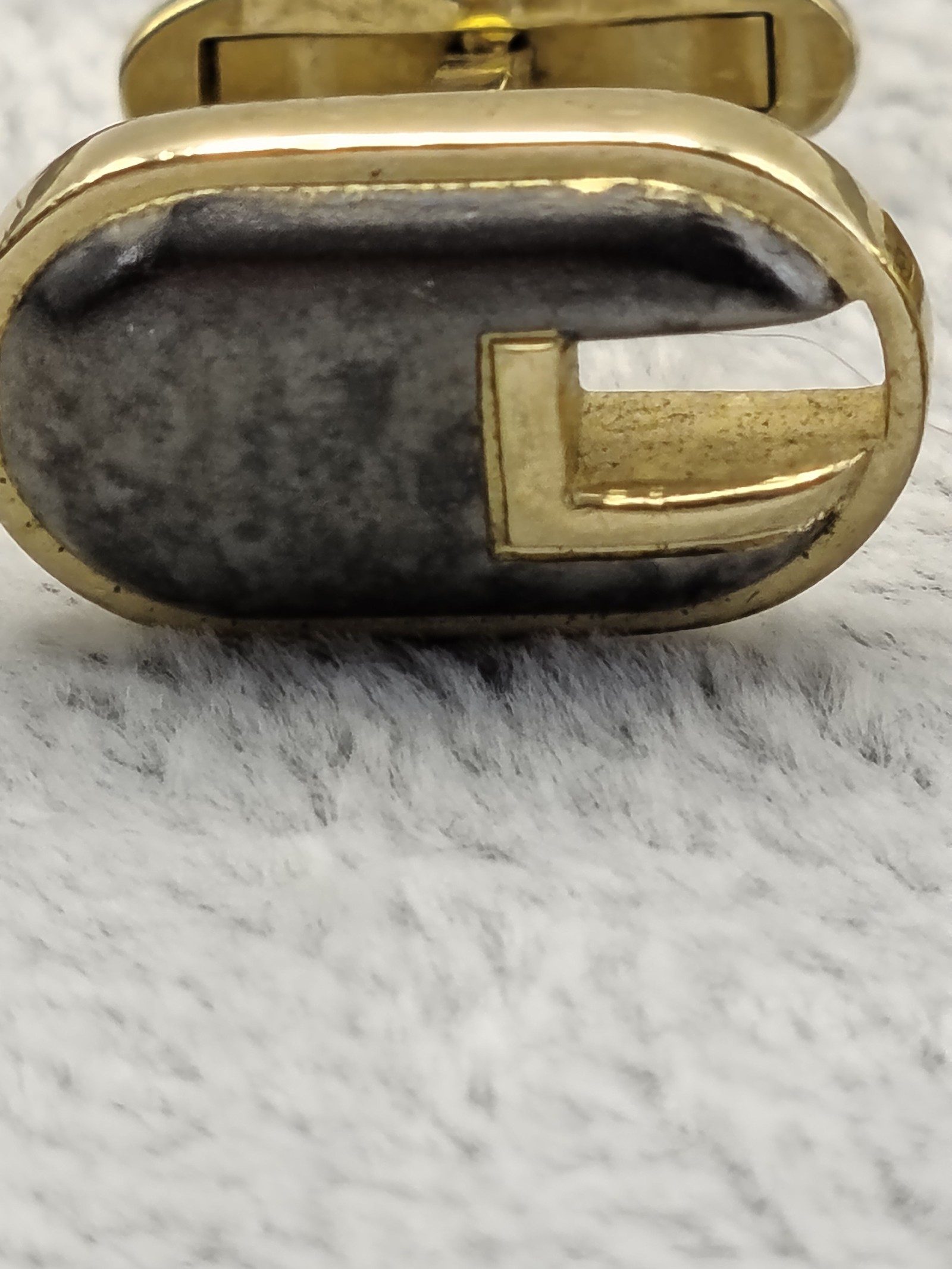Lancel Vintage Gold & Black Oval Cufflinks & Tie Clip Set image 7