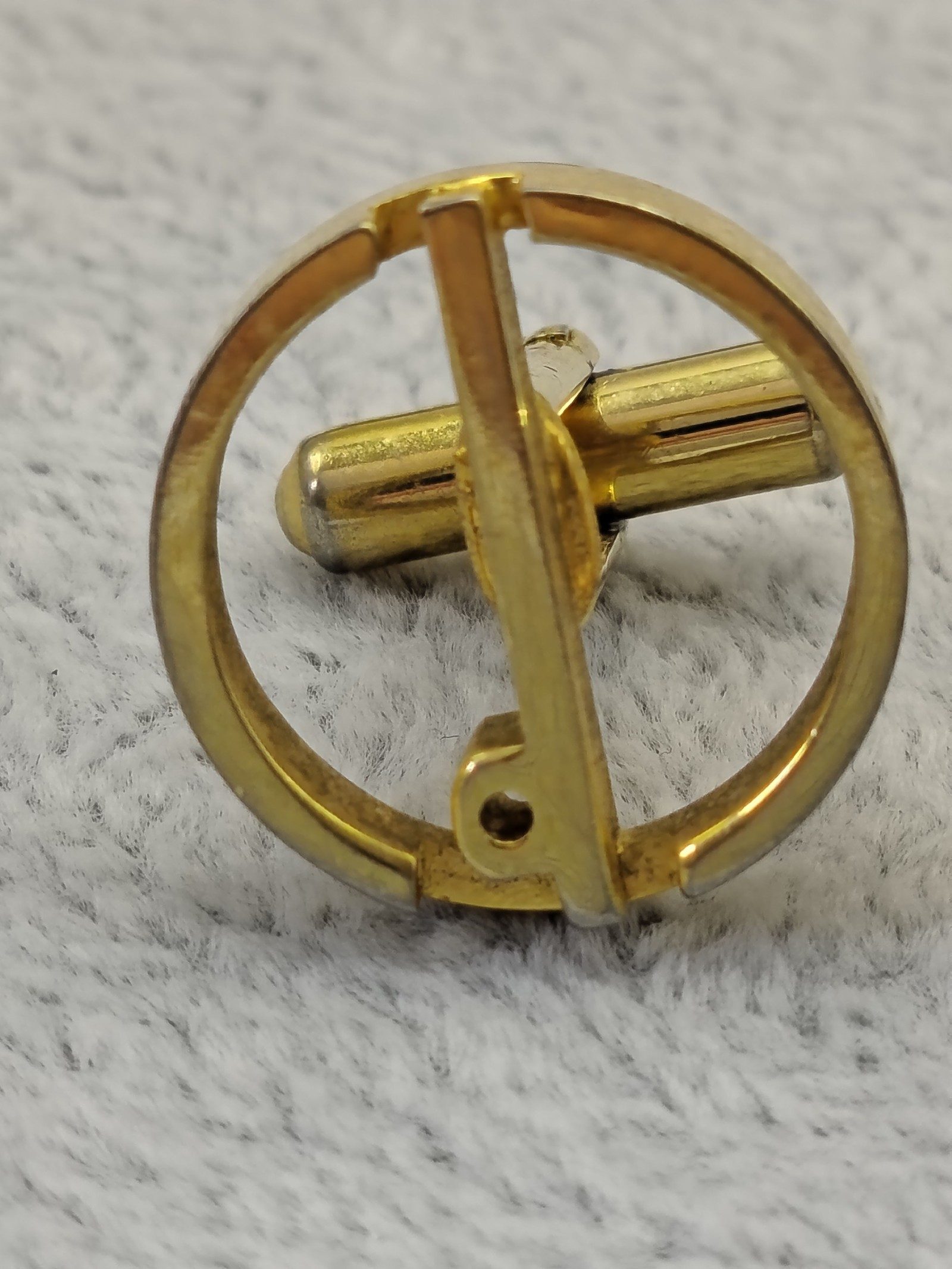 Dunhill d logo Gold Tone Circle Cufflinks and tie pin with Chain & Gift Box image 4