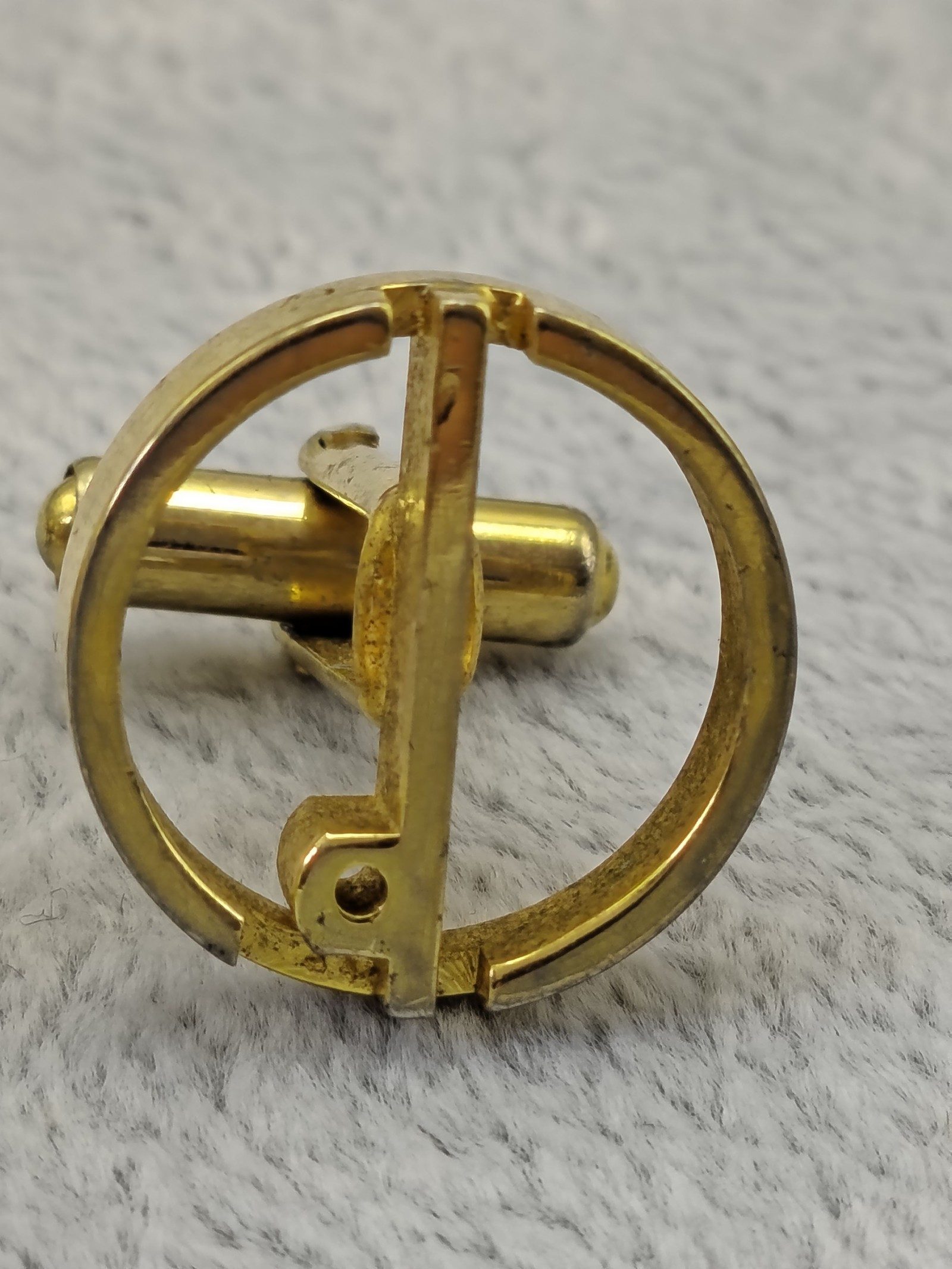 Dunhill d logo Gold Tone Circle Cufflinks and tie pin with Chain & Gift Box image 5