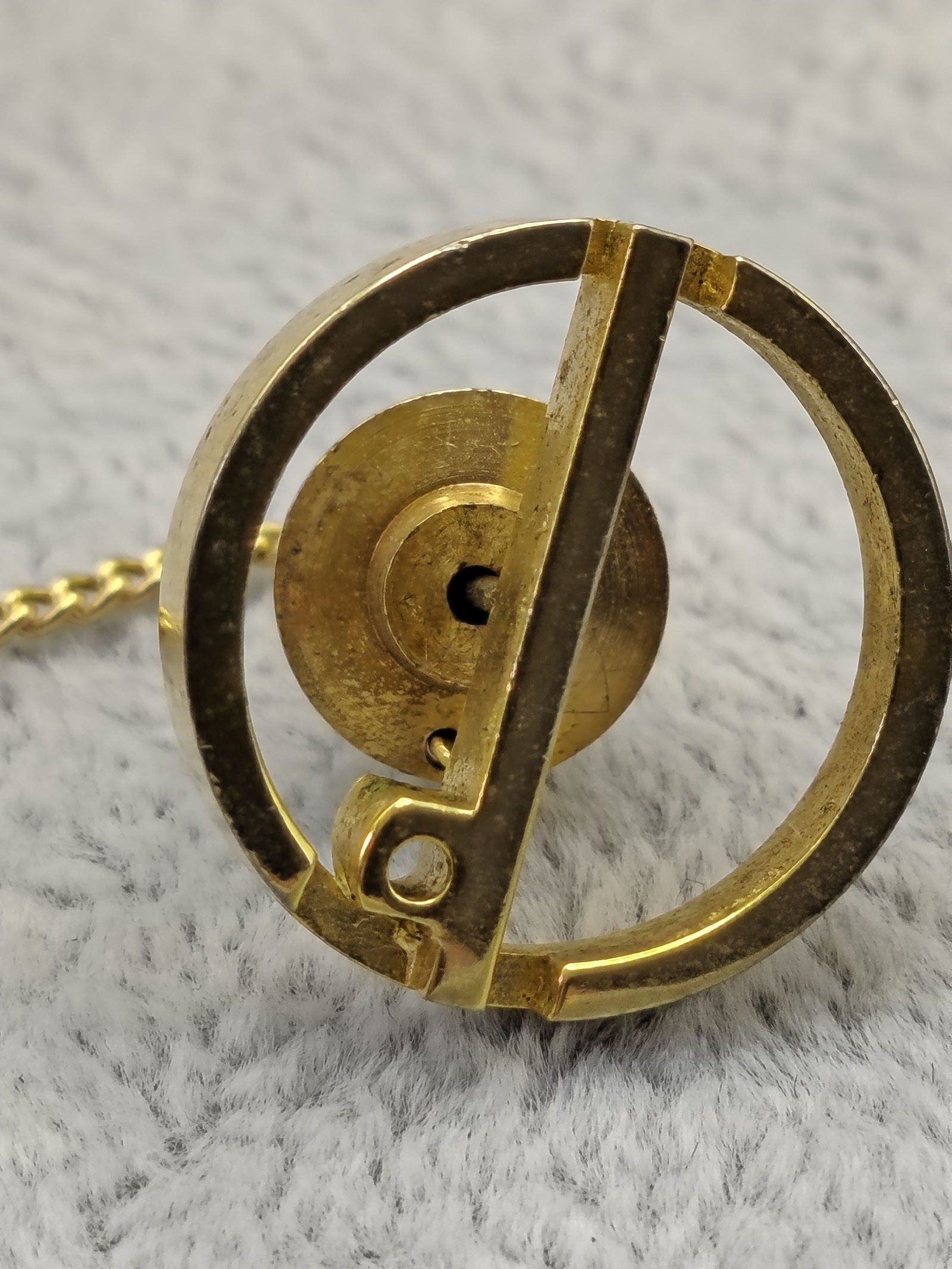 Dunhill d logo Gold Tone Circle Cufflinks and tie pin with Chain & Gift Box image 9