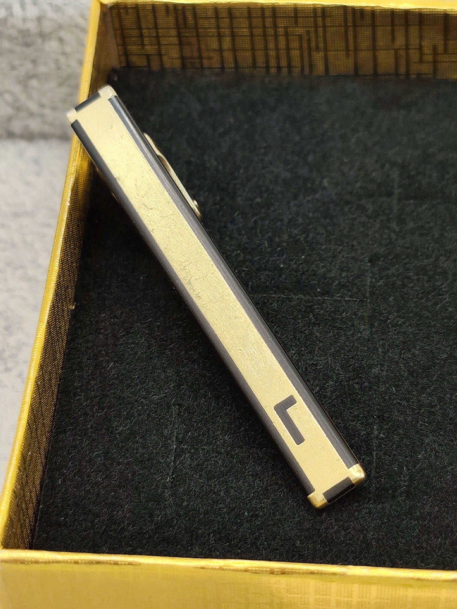 Lancel Gold & Black Tie Bar Clip image 2