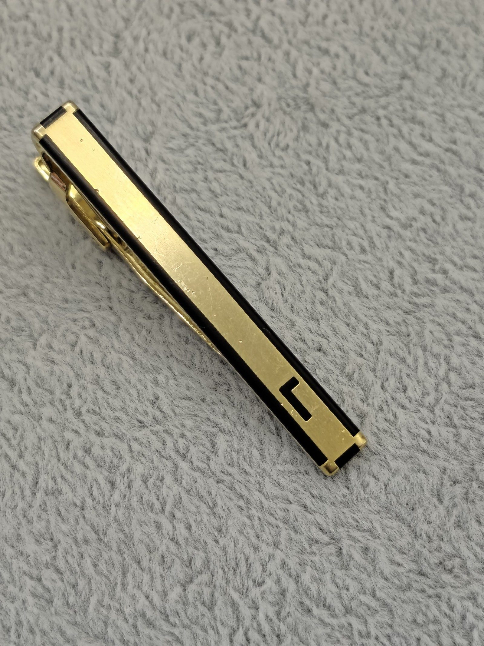 Lancel Gold & Black Tie Bar Clip image 3