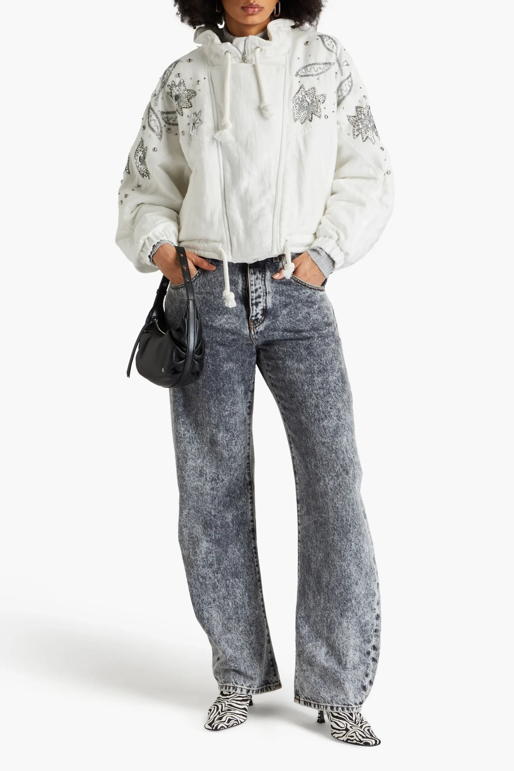 New Isabel Marant White Embellished Kalassiae Jacket M image 2