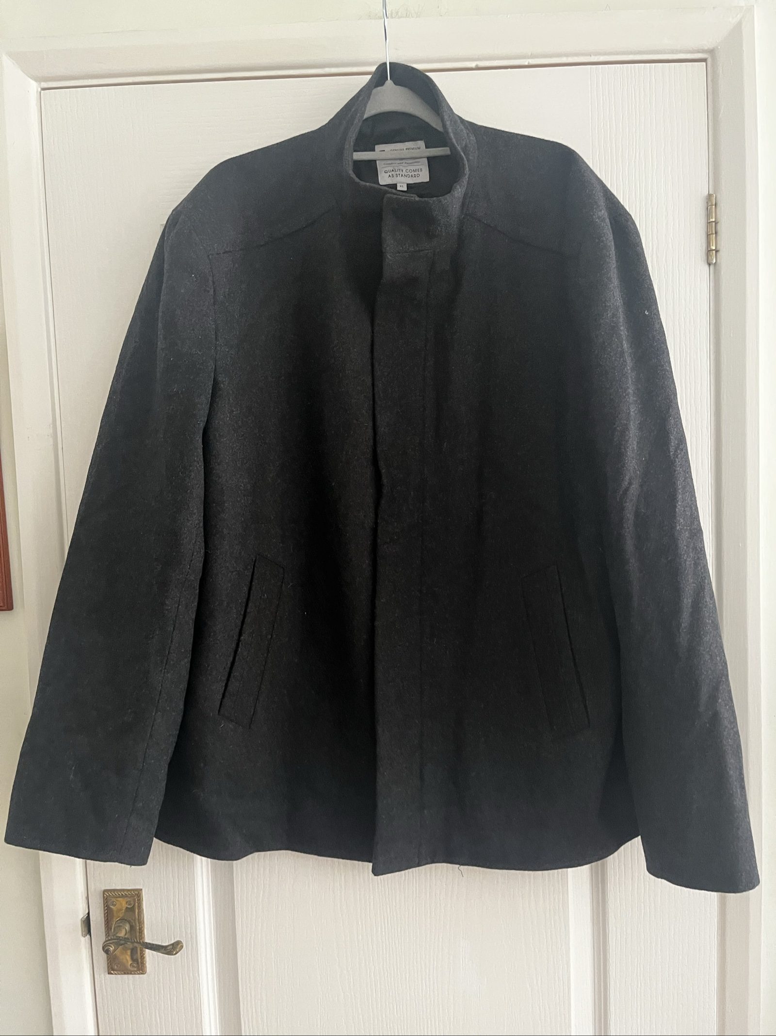 Tu Men's Charcoal Grey Wool Blend Coat XL