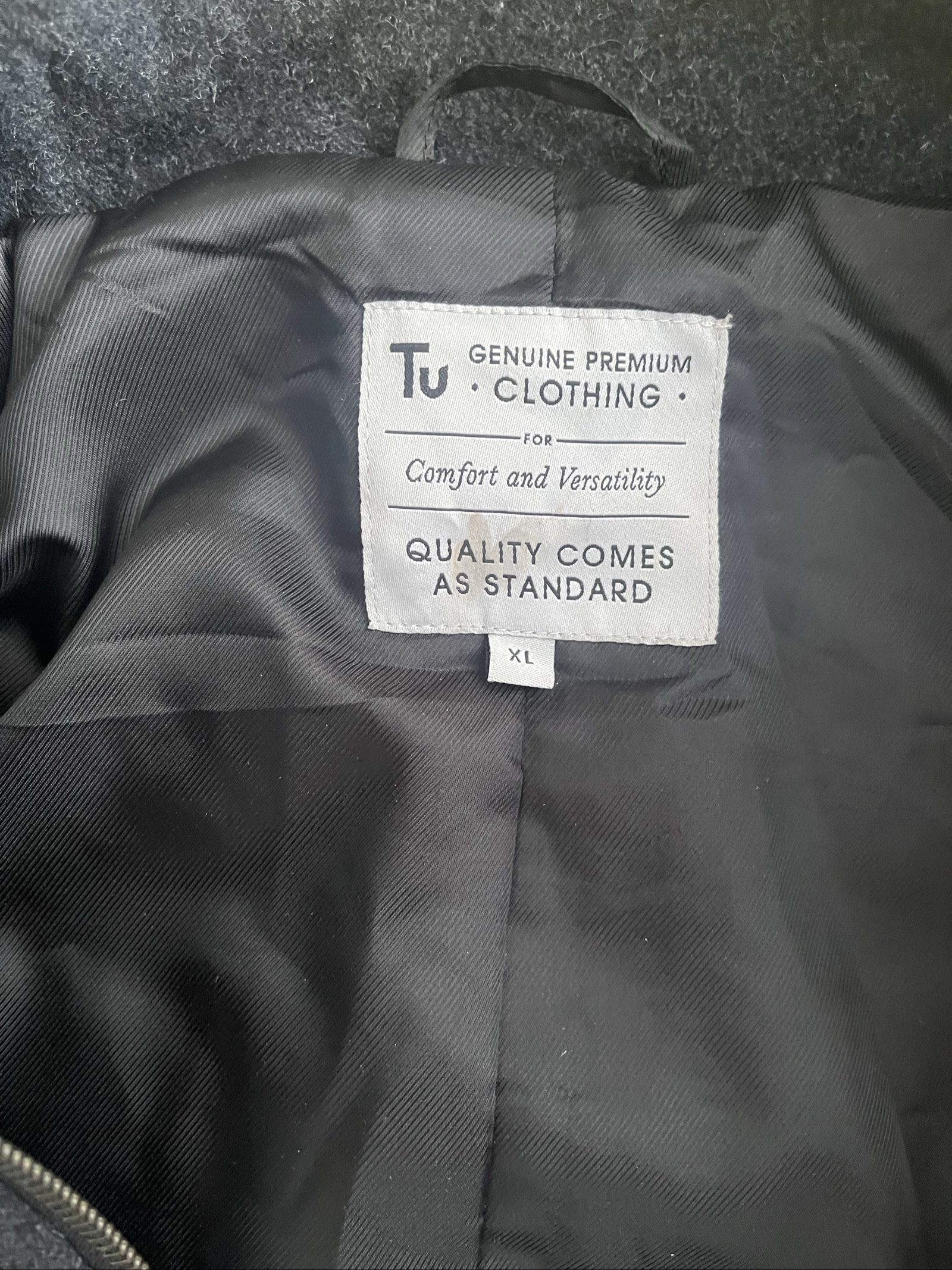 Tu Men's Charcoal Grey Wool Blend Coat XL image 5