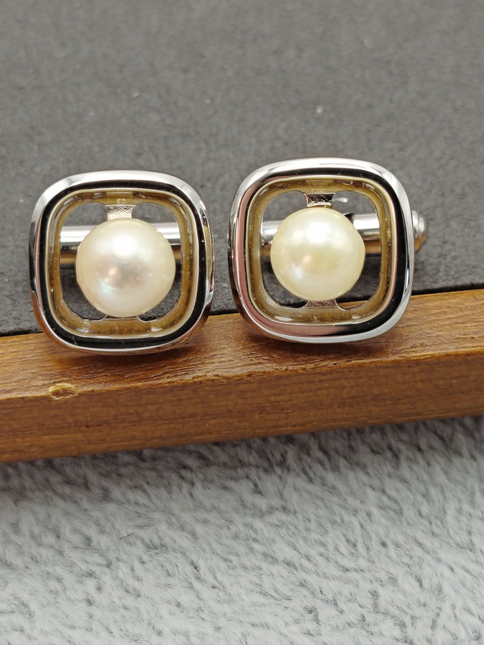 Pearl Silver Tone Men’s Tie Clip & Cufflinks Set image 6
