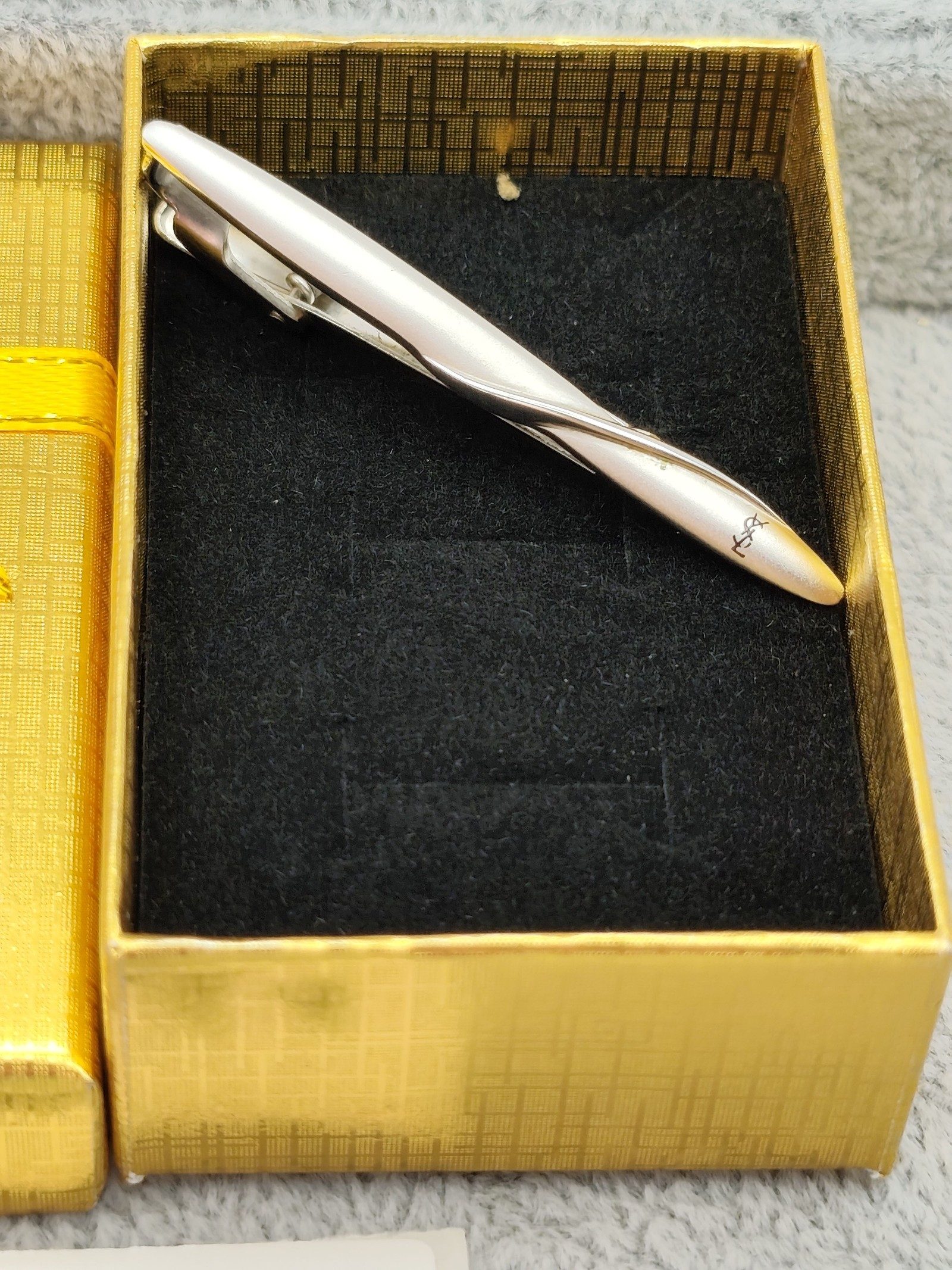 YSL Silver-tone Metal Twist Tie Clip image 2