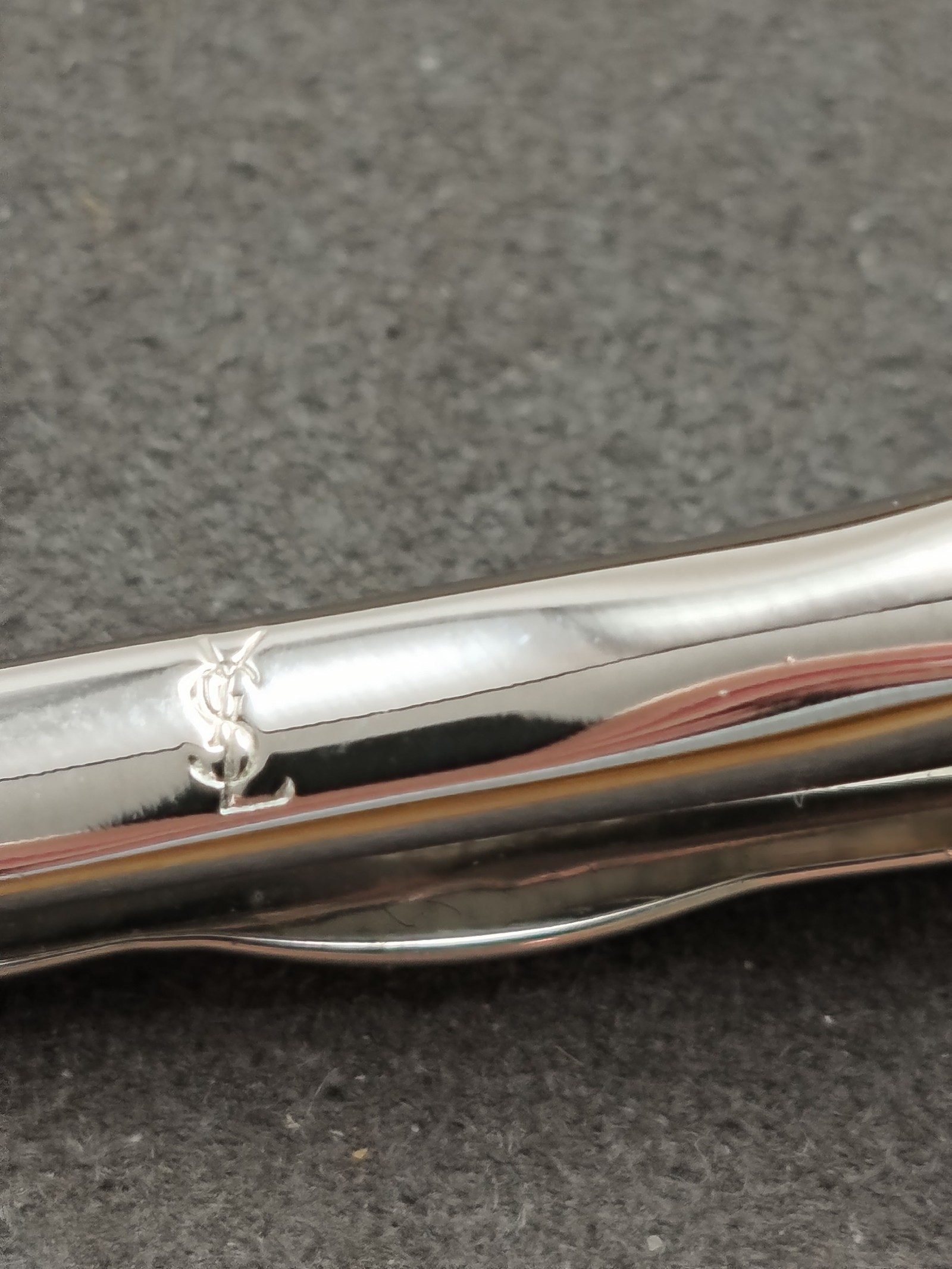 YSL Silver-tone Metal Twist Tie Clip image 8