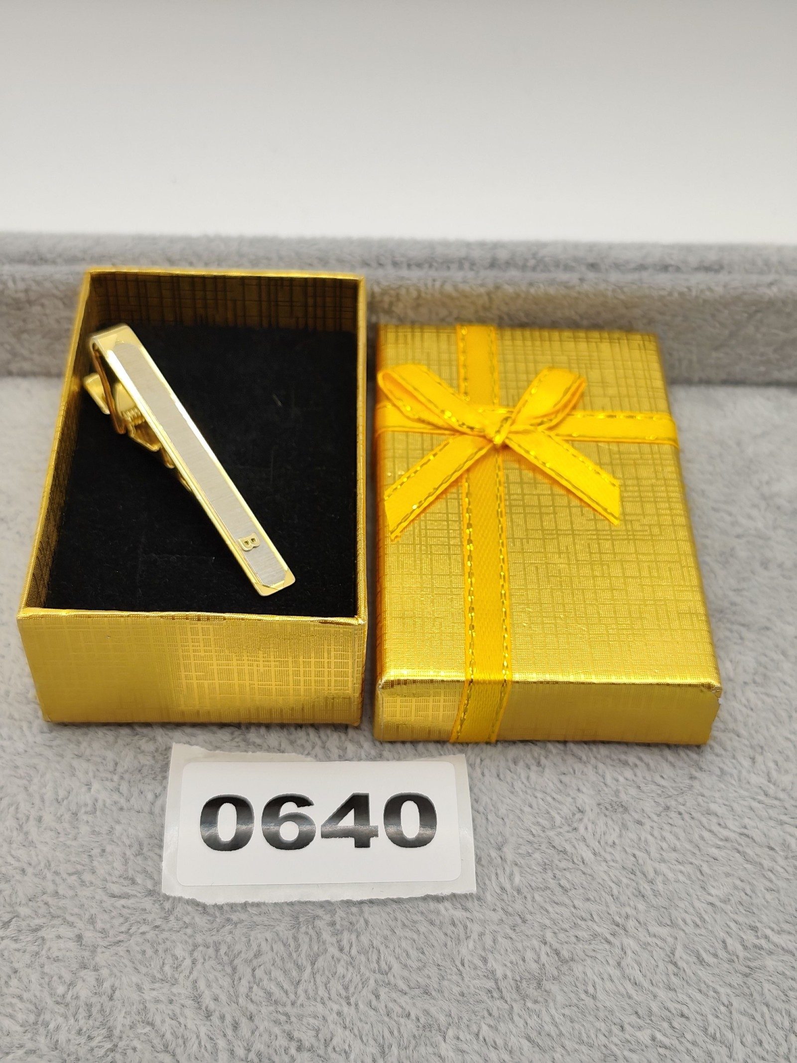 Bally Gold Tone Men's Tie Clip with B logo