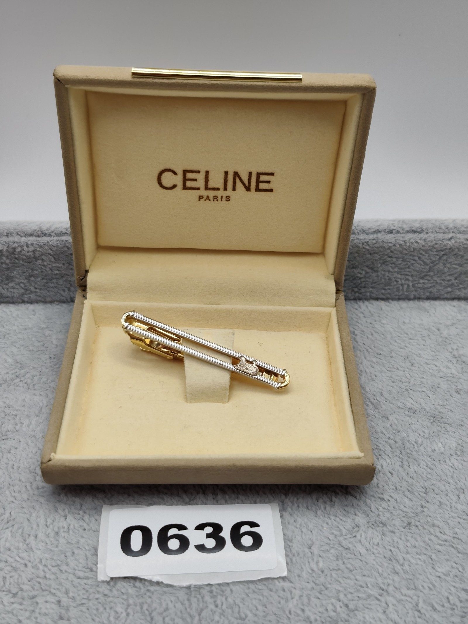 Celine Gold & Silver Tone Horse & Carriage Brooch Pin