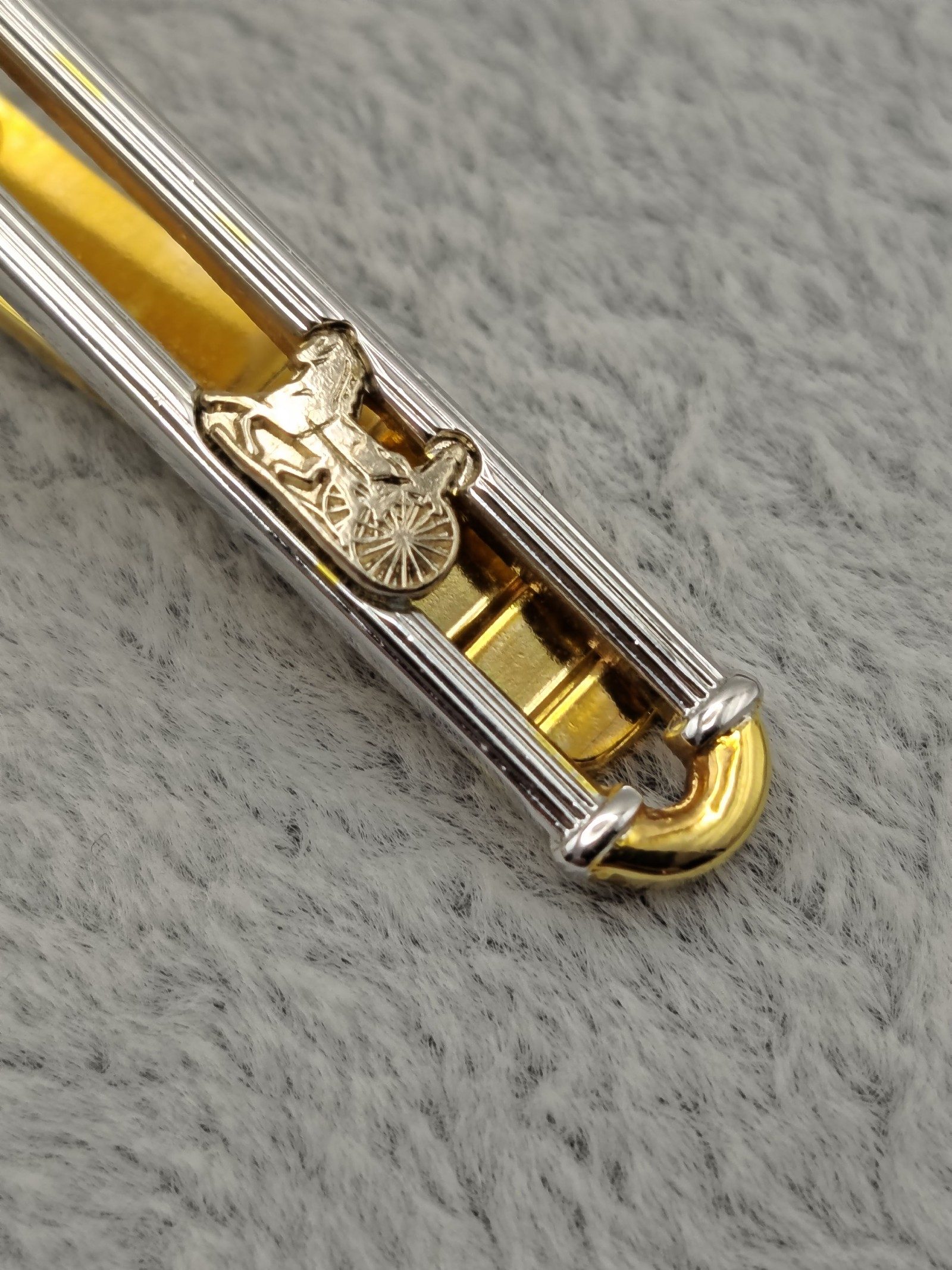 Celine Gold & Silver Tone Horse & Carriage Brooch Pin image 5
