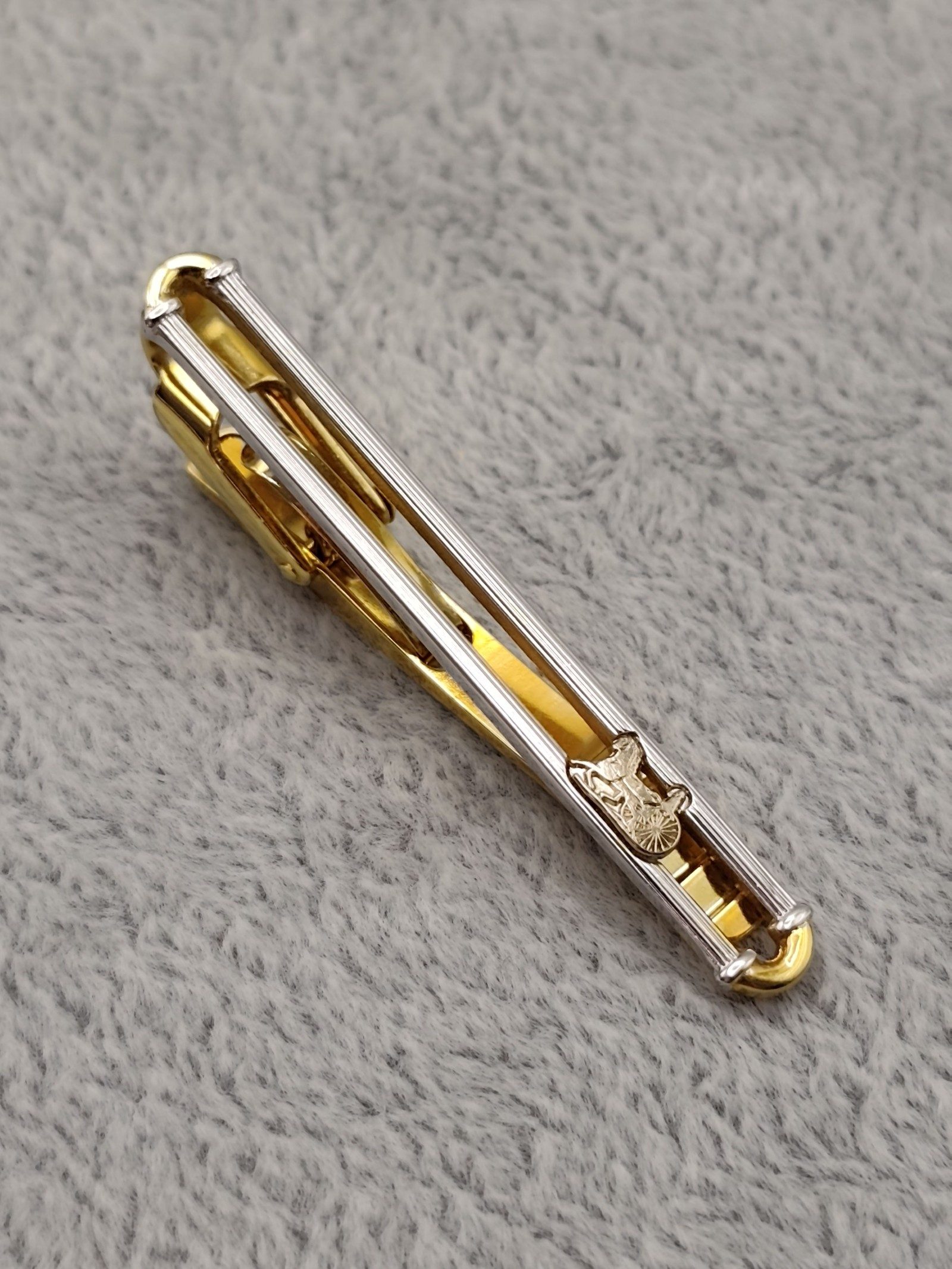 Celine Gold & Silver Tone Horse & Carriage Brooch Pin image 7