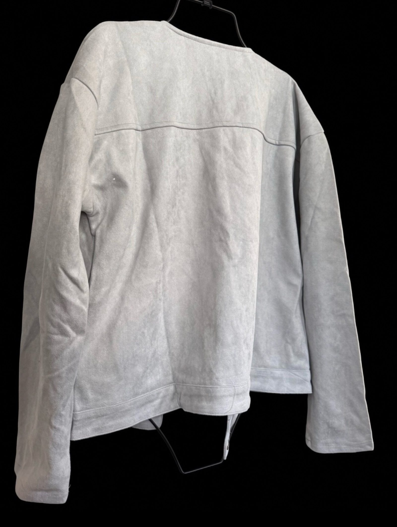 BNWT Lola May Light Grey Faux Suede Cropped Jacket UK 10 image 2