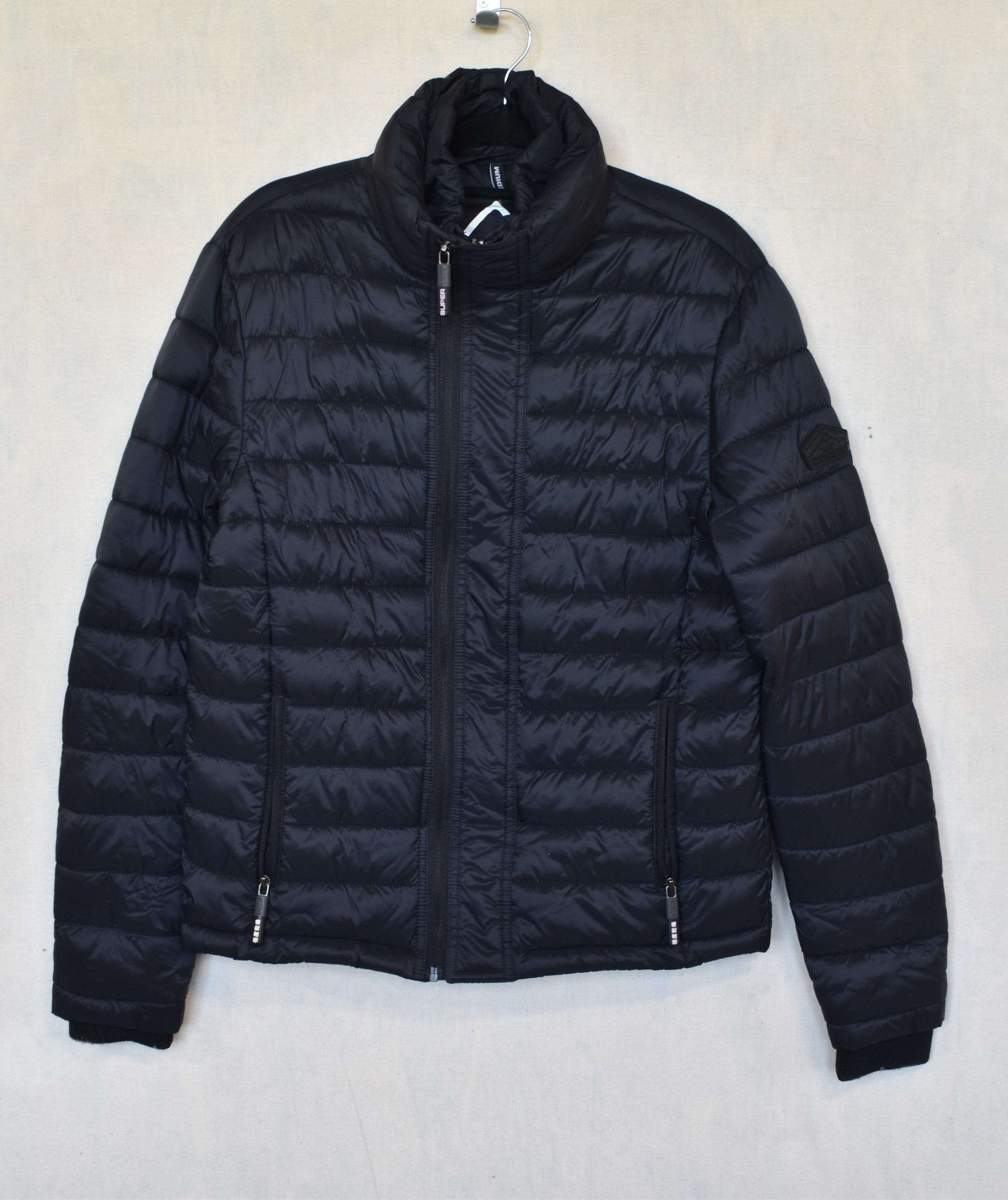 Superdry Black Puffer Jacket Medium Quilted Lightweight Coat