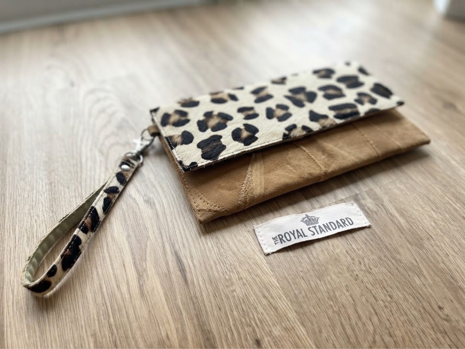 The Royal Standard Multi Leopard Print & Brown Suede Wristlet Clutch