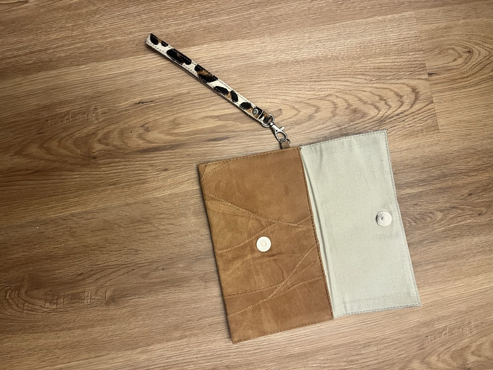 The Royal Standard Multi Leopard Print & Brown Suede Wristlet Clutch image 2