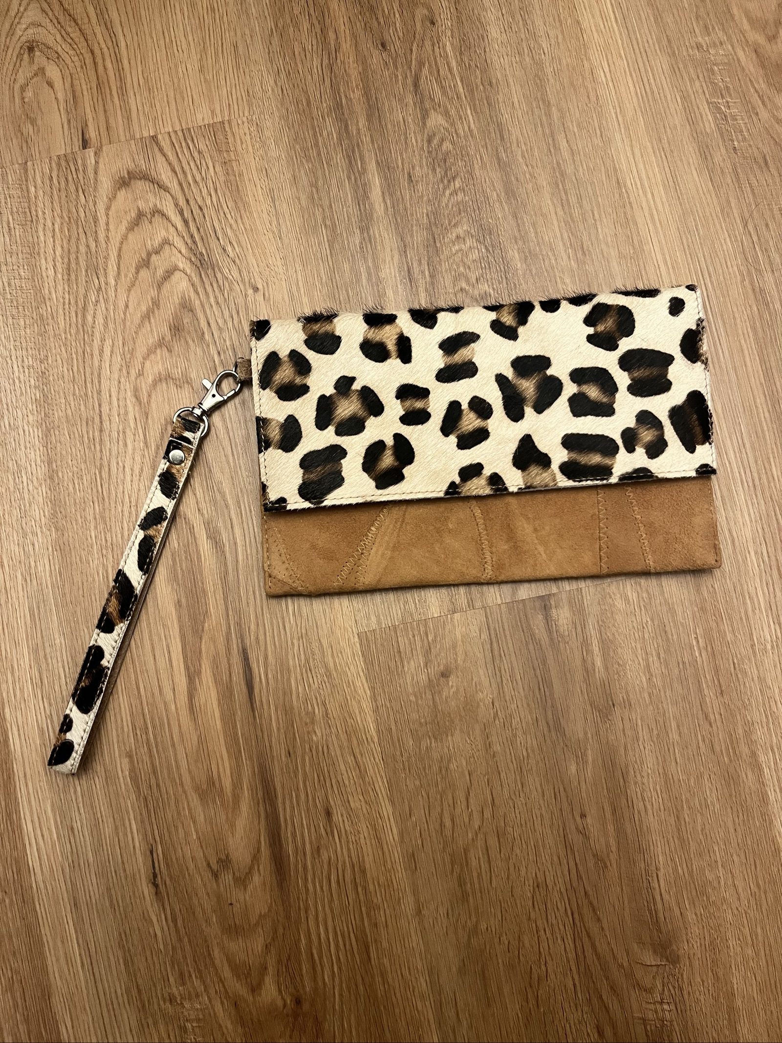The Royal Standard Multi Leopard Print & Brown Suede Wristlet Clutch image 5