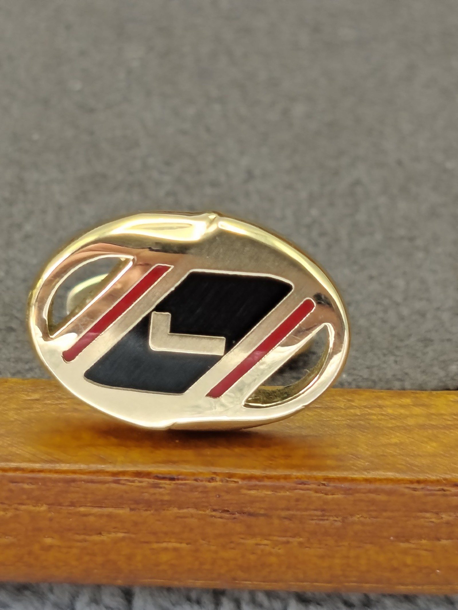Lancel Gold & Black & Red Logo Oval Cufflinks image 4