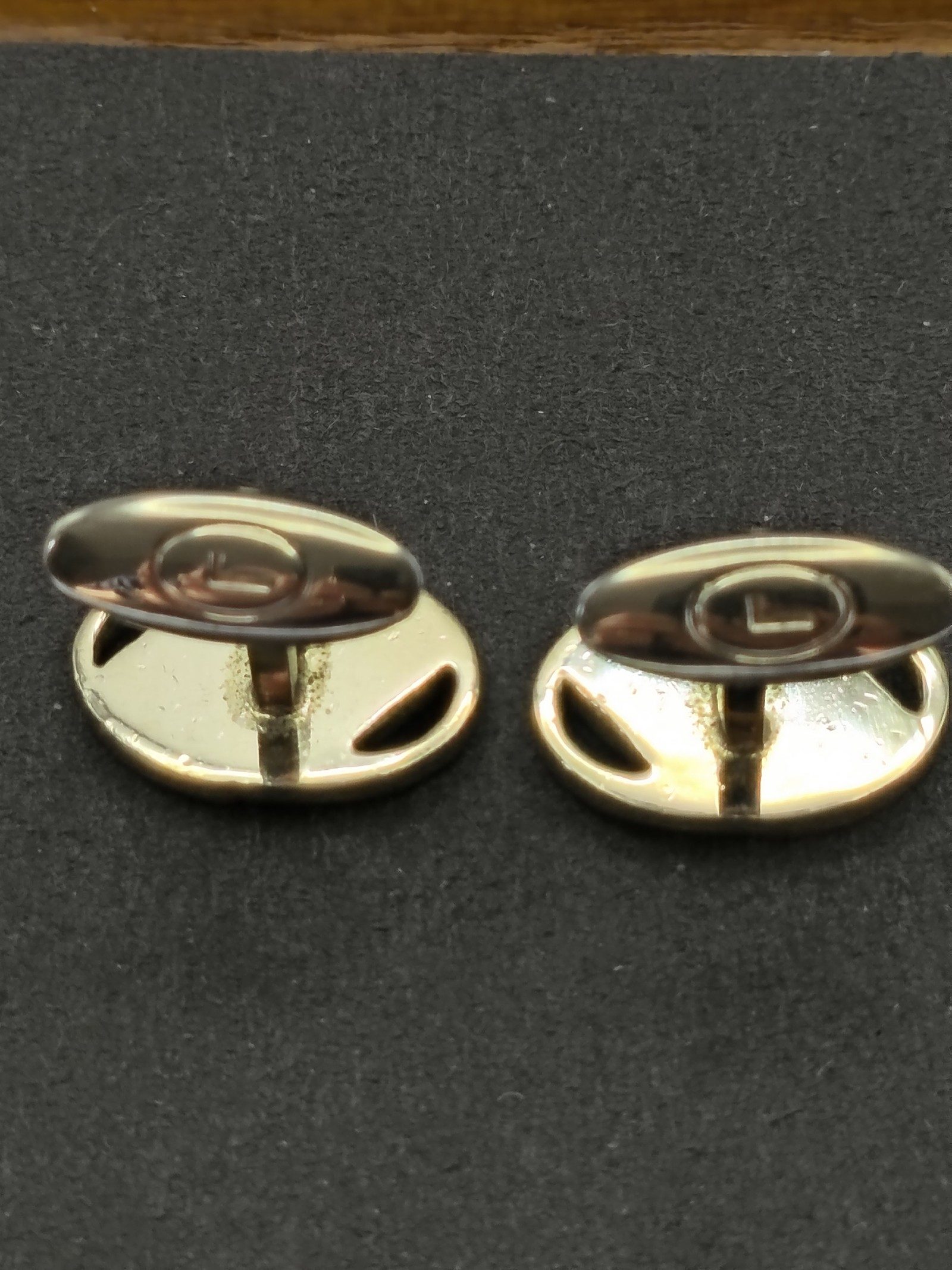 Lancel Gold & Black & Red Logo Oval Cufflinks image 7
