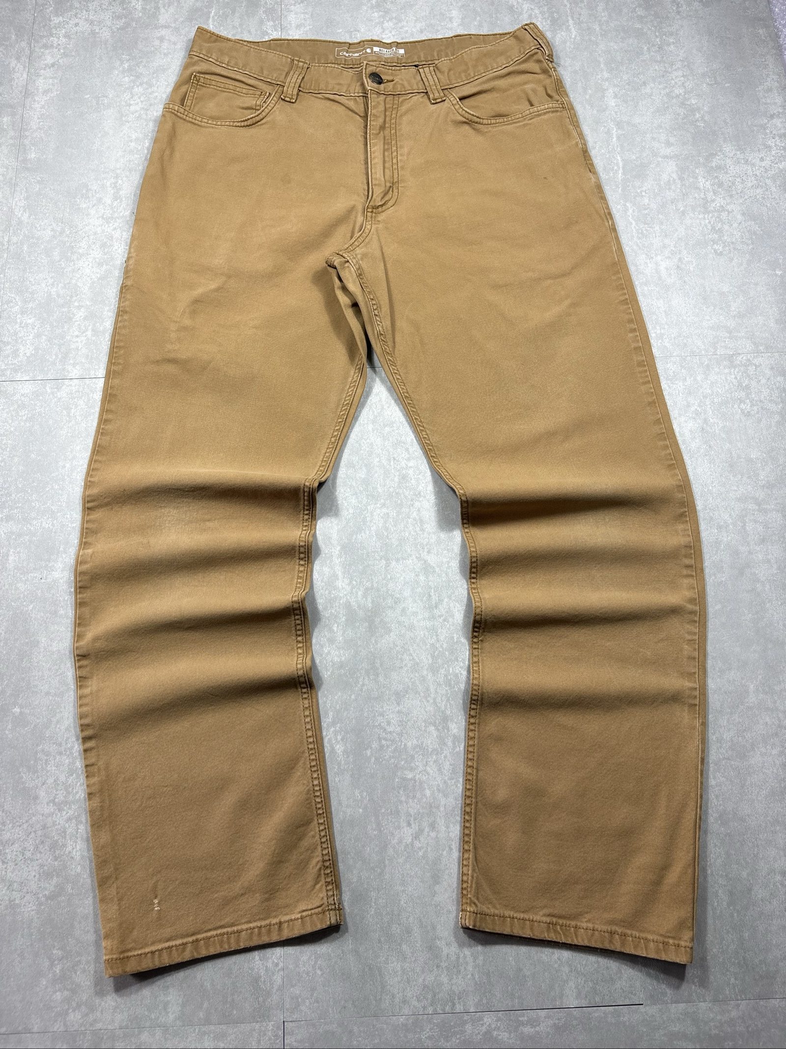 Carhartt Brown Rugged Flex Relaxed Fit Canvas Jeans W34 image 2