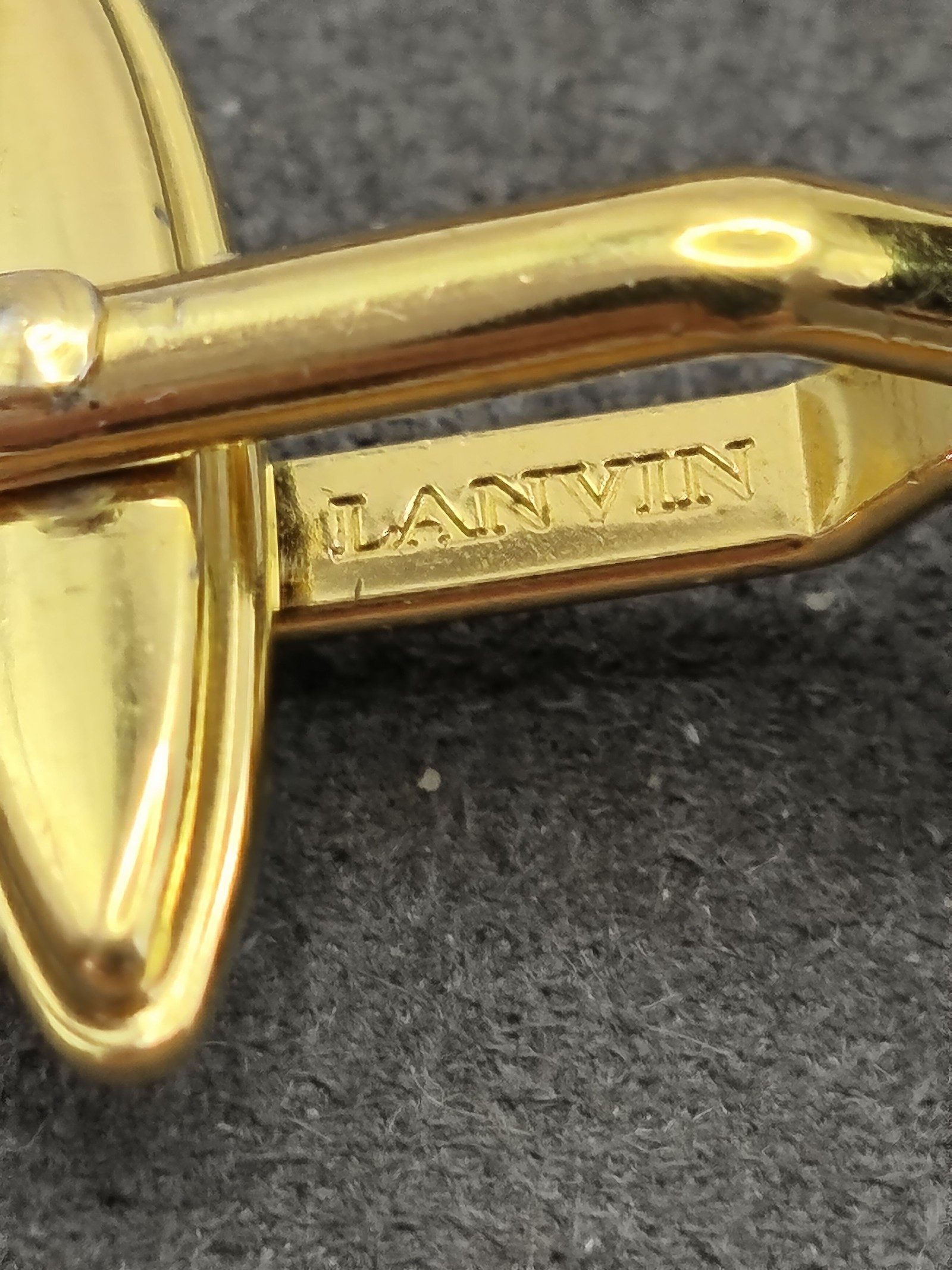 Lanvin Gold Tone & Black Square Red Stone Cufflinks image 8