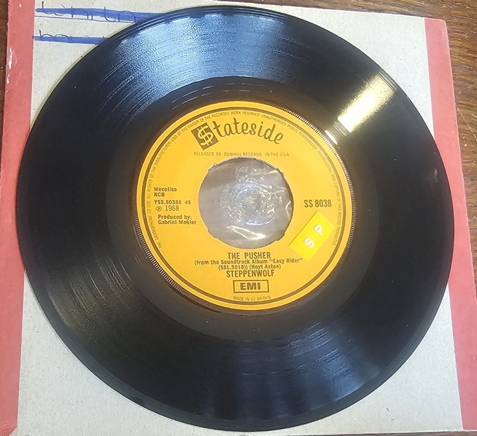 Steppenwolf The Pusher Stateside SS 8038 7" Vinyl Single Your Walls Too High