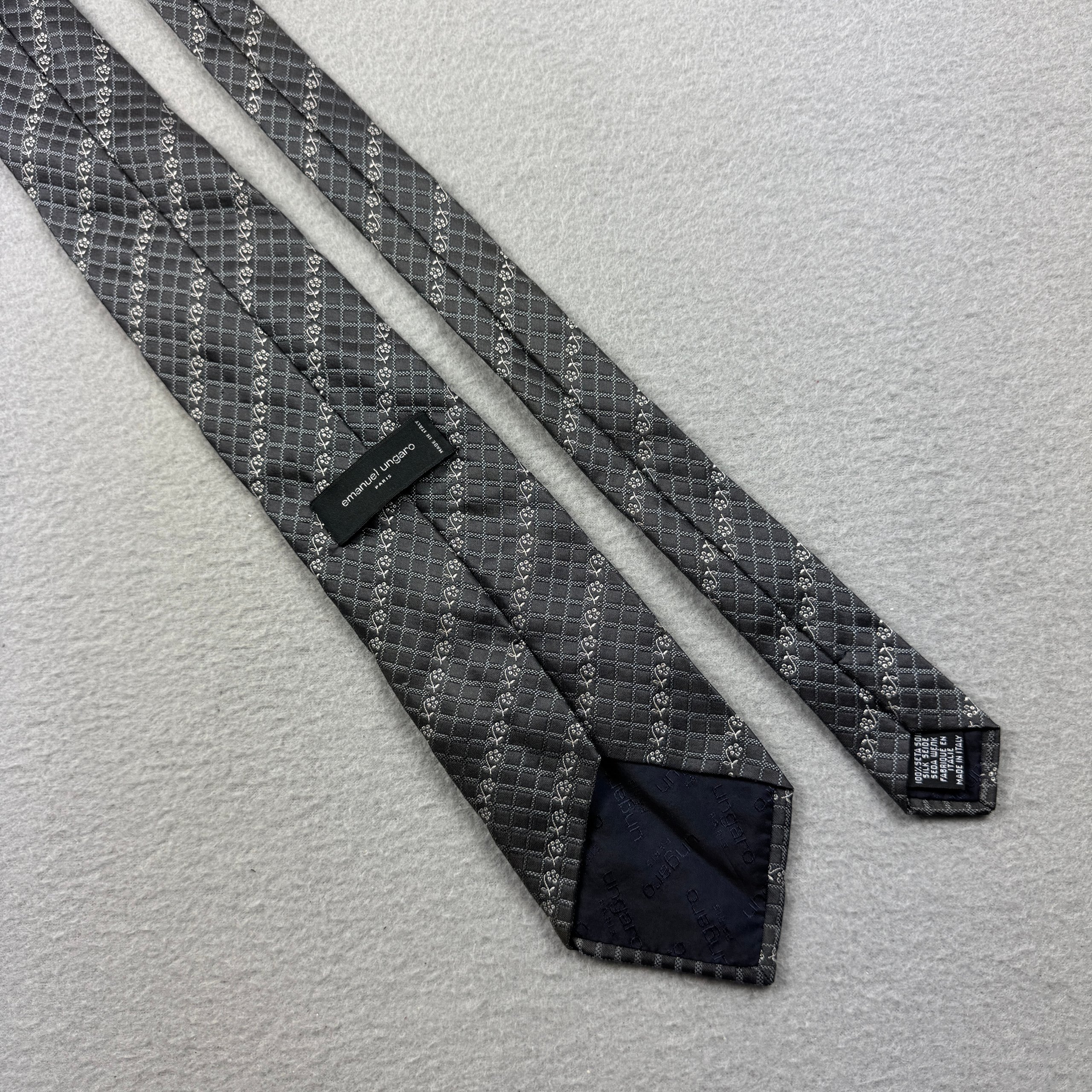 Emanuel Ungaro Grey Patterned Silk Tie One Size