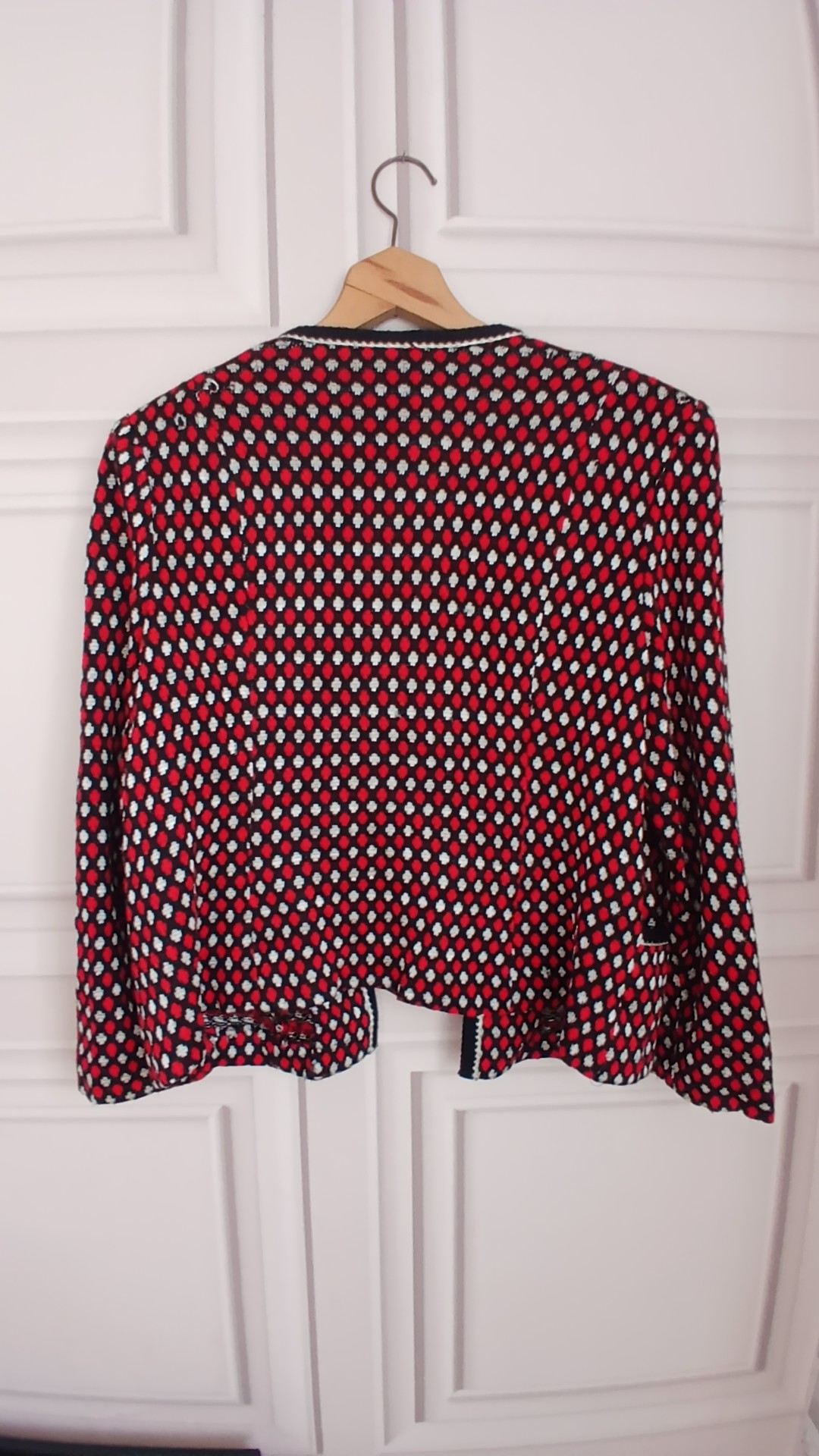 Marti Gutmacher Vintage Red & White Patterned Knitted Petite Jacket/ cardigan UK 14 image 2