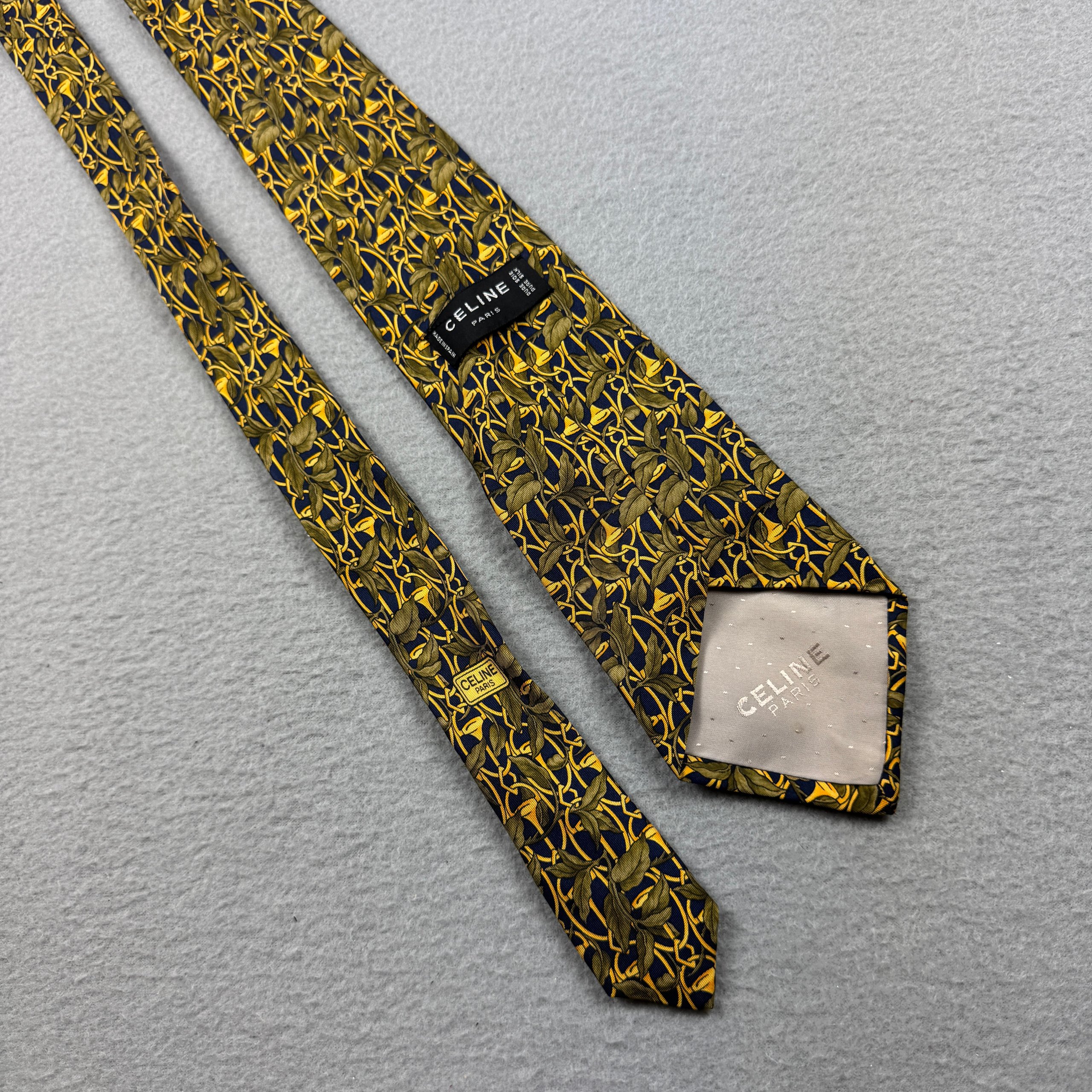 Celine Paris Yellow Floral Silk Tie