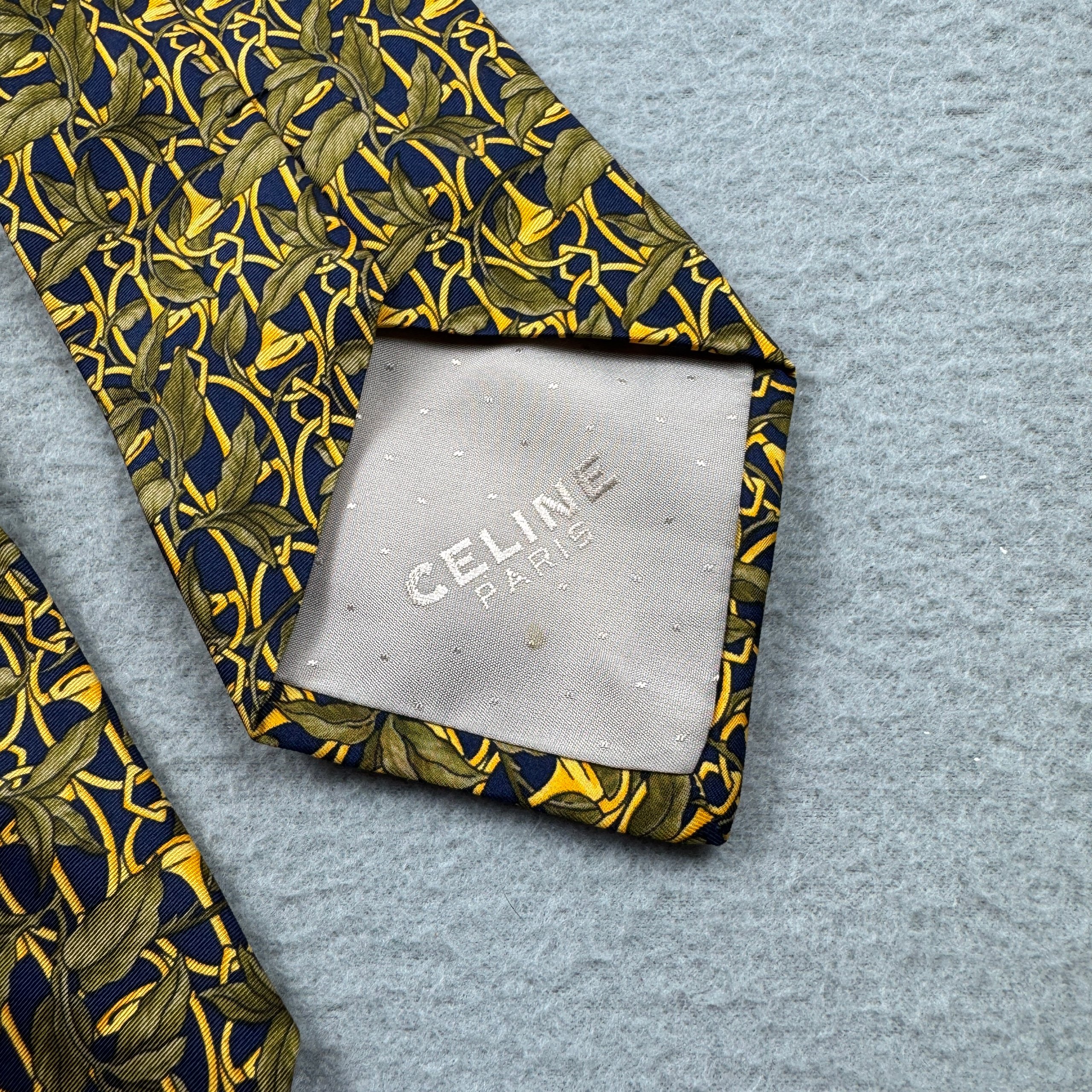 Celine Paris Yellow Floral Silk Tie image 4