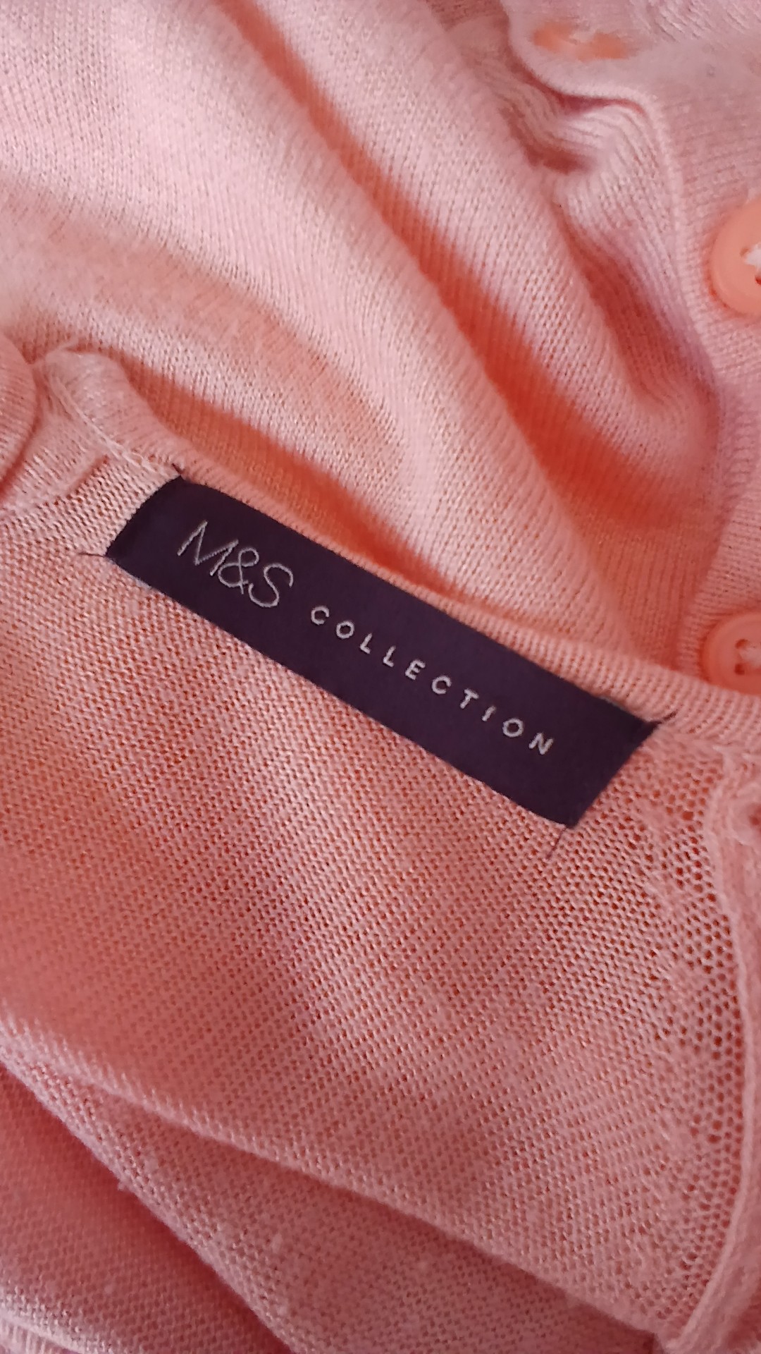 M&S Collection Light Pink Back Buttoned Knitted Jumper Medium image 5