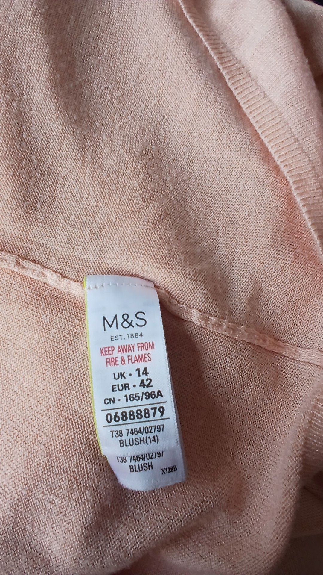 M&S Collection Light Pink Back Buttoned Knitted Jumper Medium image 6