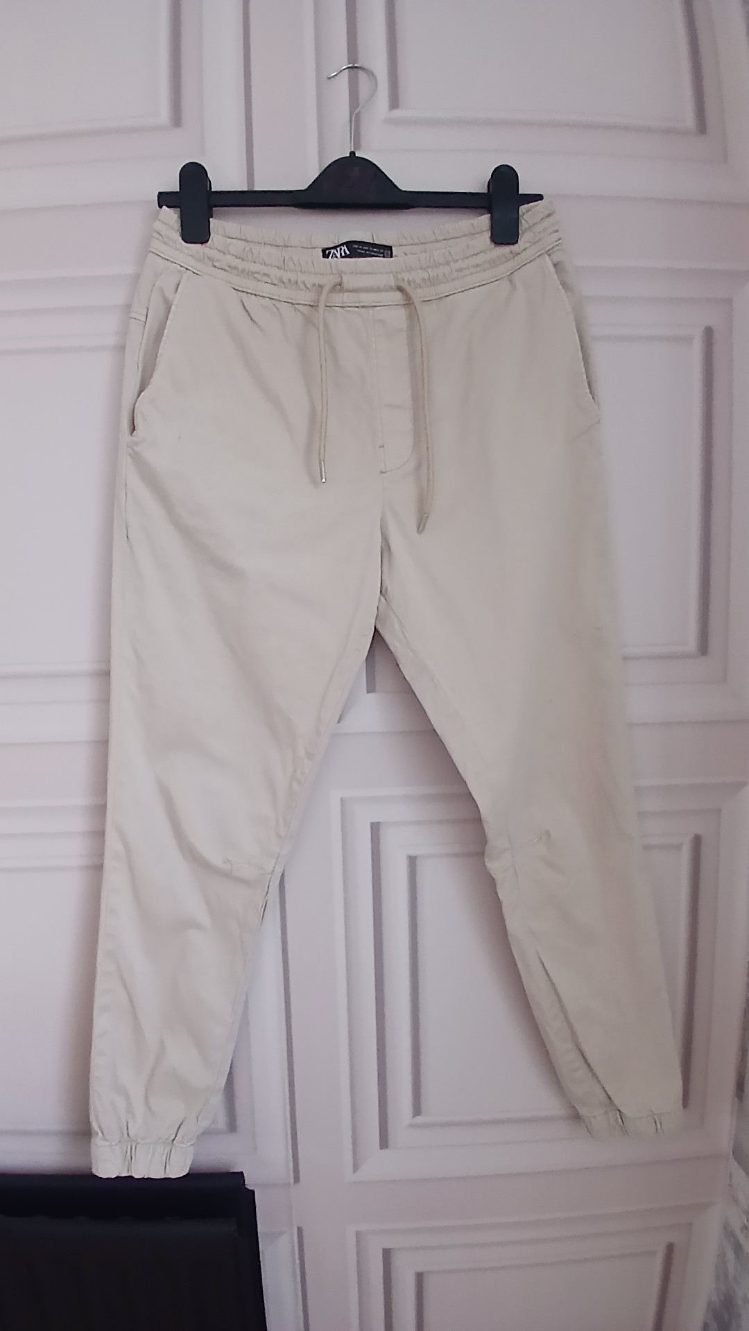 Zara Cream Casual Cotton Casual Trouser Eur Medium