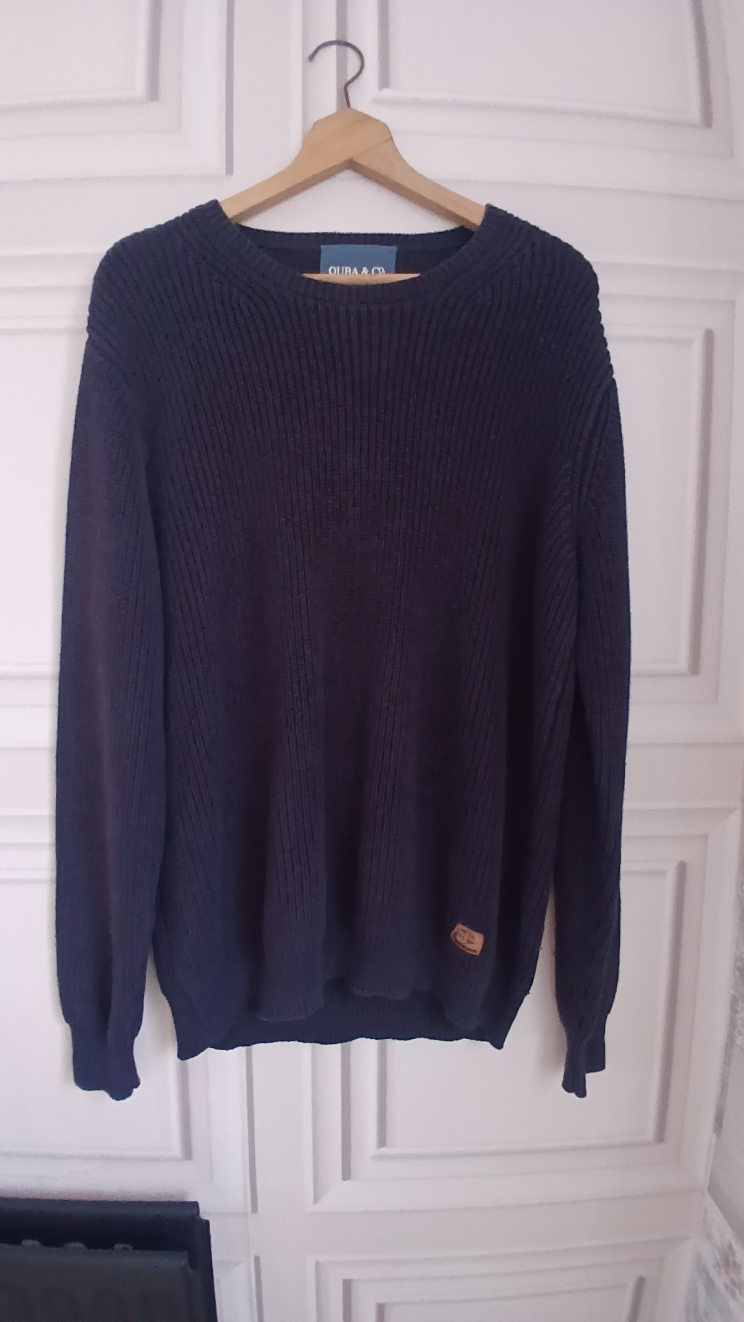 Quba & Co Navy Blue 100% Cotton Knit Sweater Large