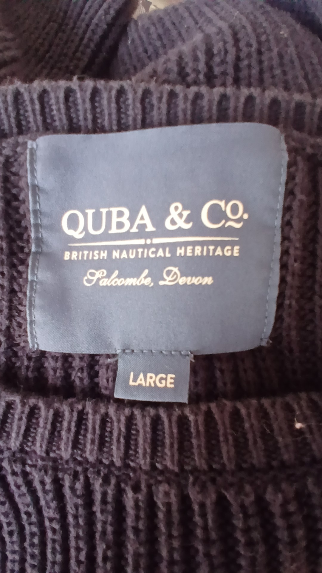 Quba & Co Navy Blue 100% Cotton Knit Sweater Large image 2