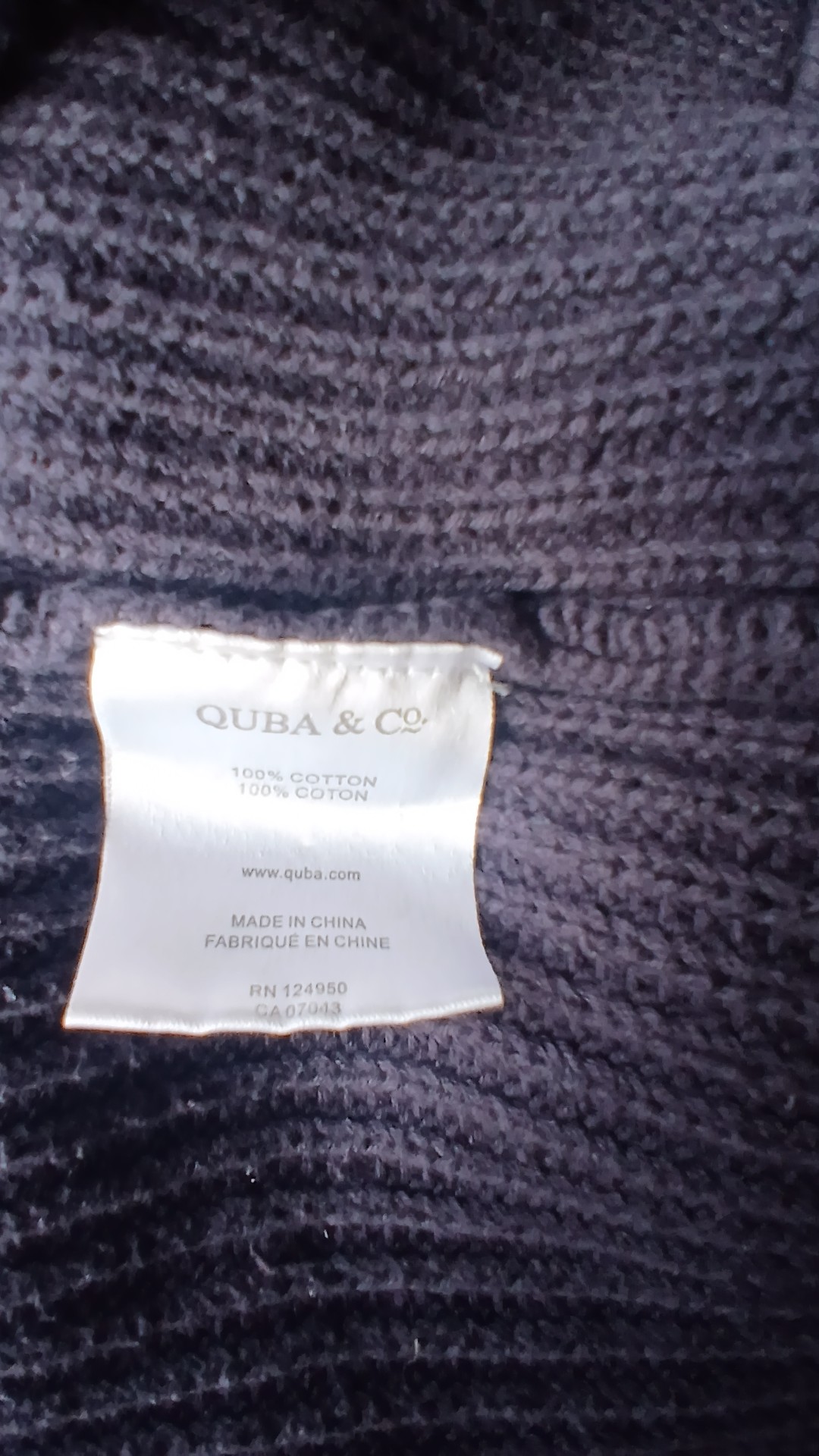 Quba & Co Navy Blue 100% Cotton Knit Sweater Large image 5