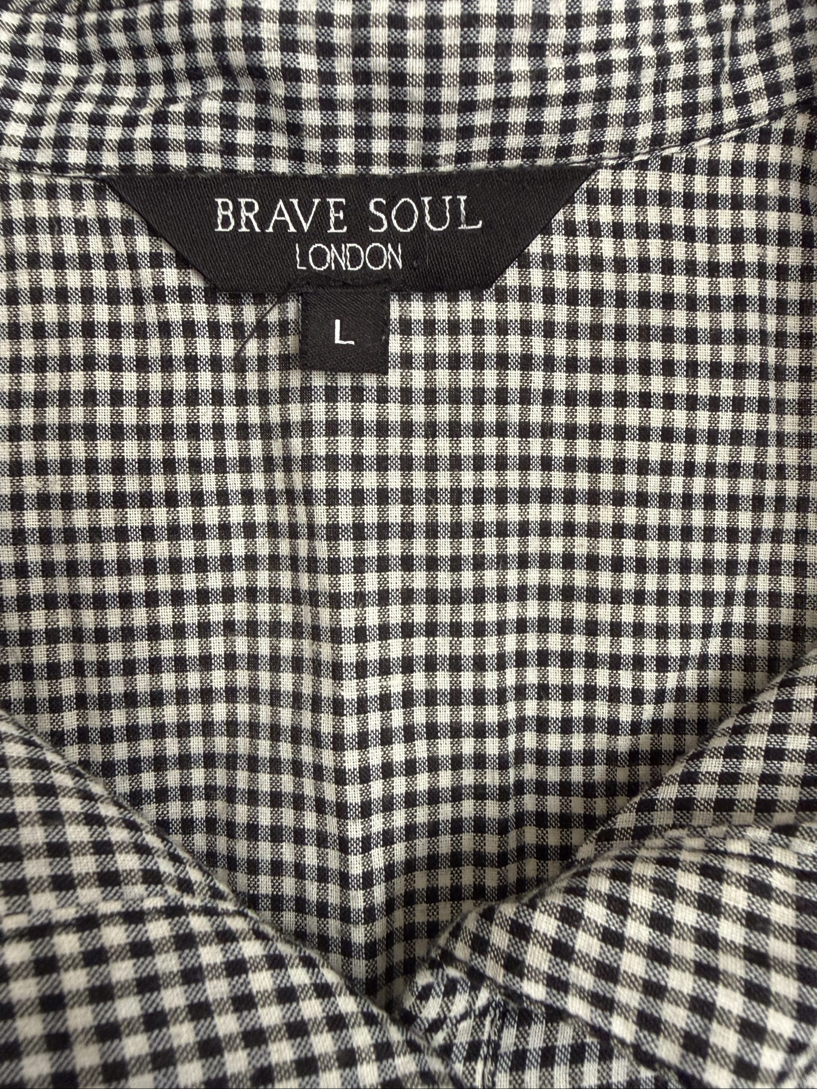 Brave Soul Gingham Check Ruffle Blouse – Long Sleeve Size L image 3