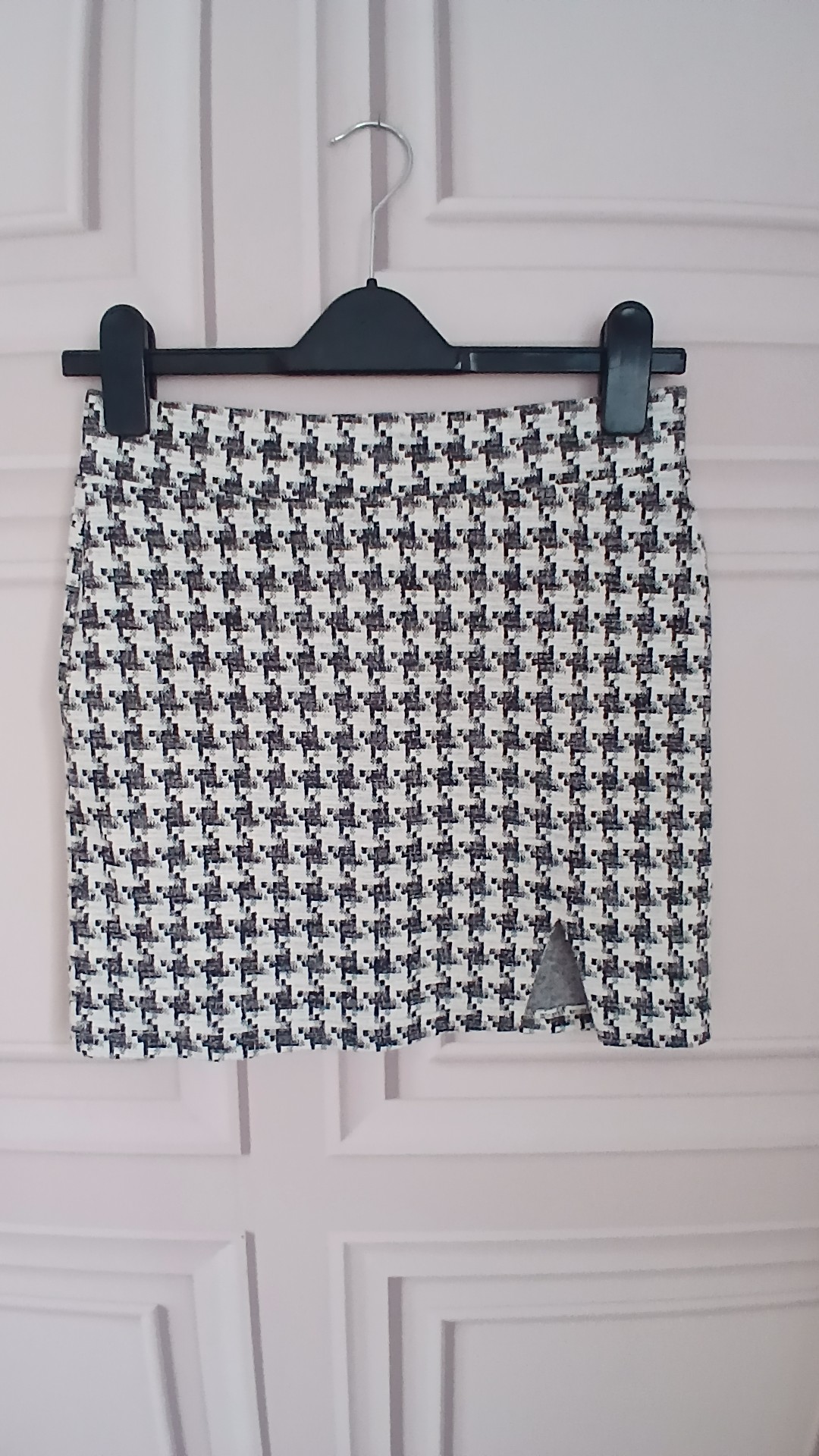 ASOS Women's Black & White Houndstooth Cotton Blend Mini Skirt UK 10