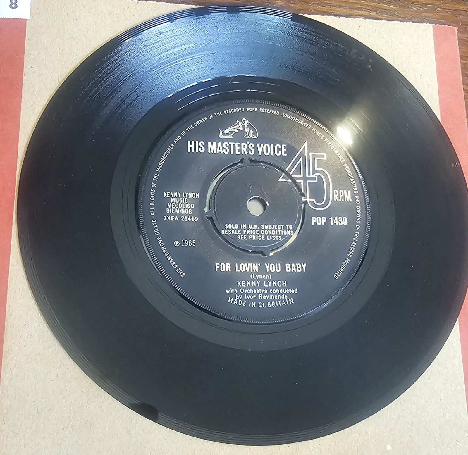 Kenny Lynch For Lovin' You Baby His Master's Voice POP 1430 7" 45 RPM