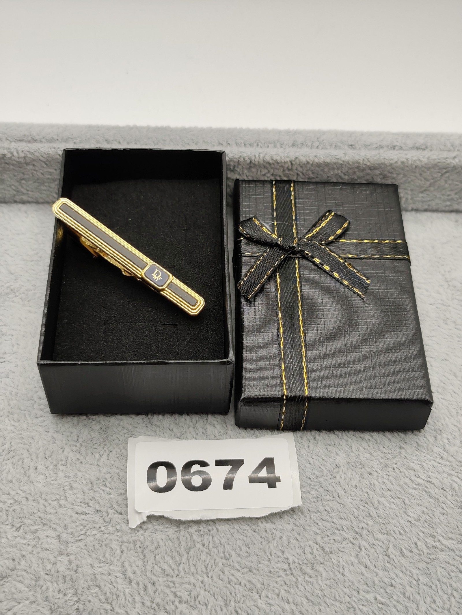 Christian Dior Gold & Black Tie Bar Clip