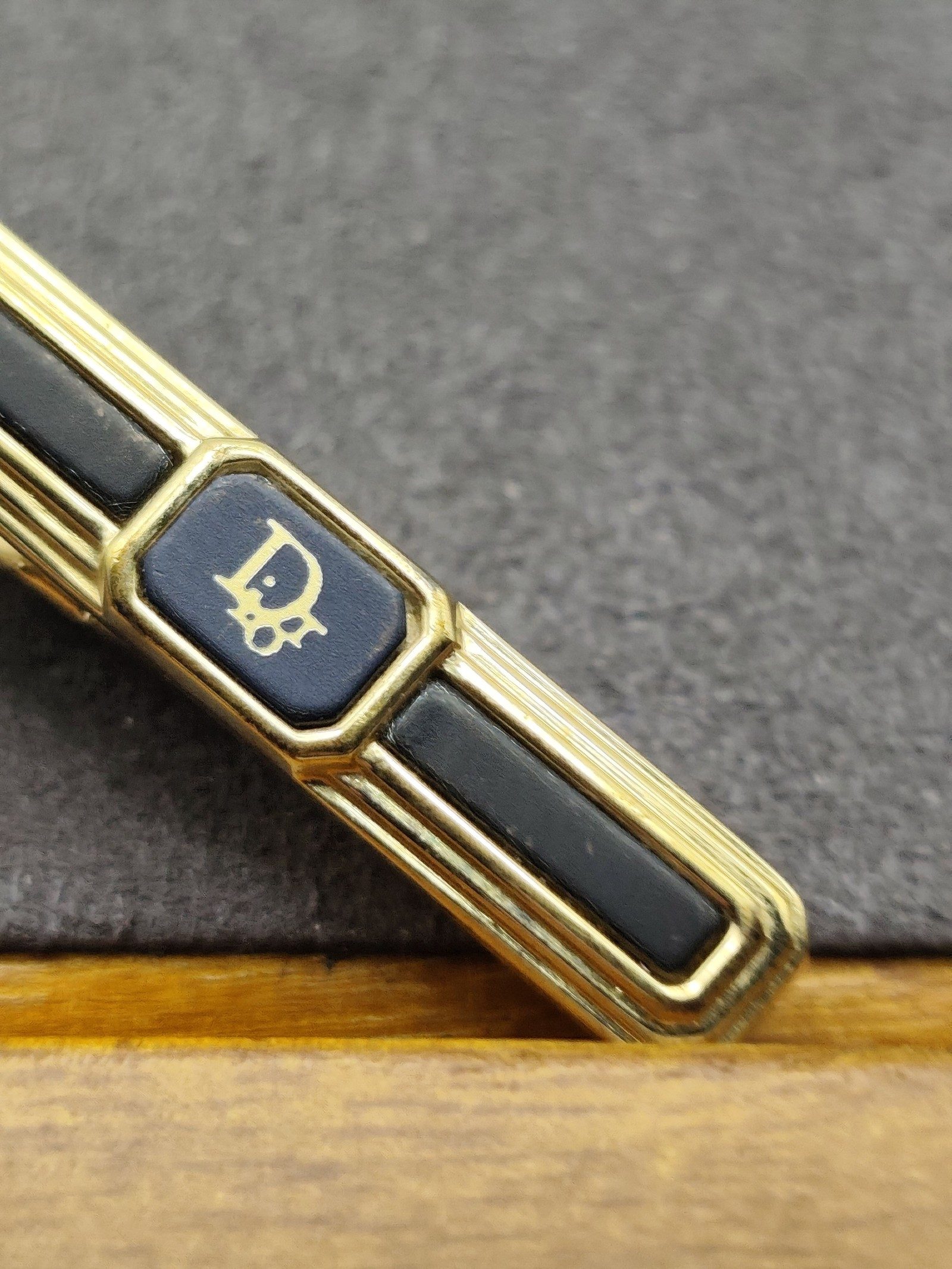 Christian Dior Gold & Black Tie Bar Clip image 4