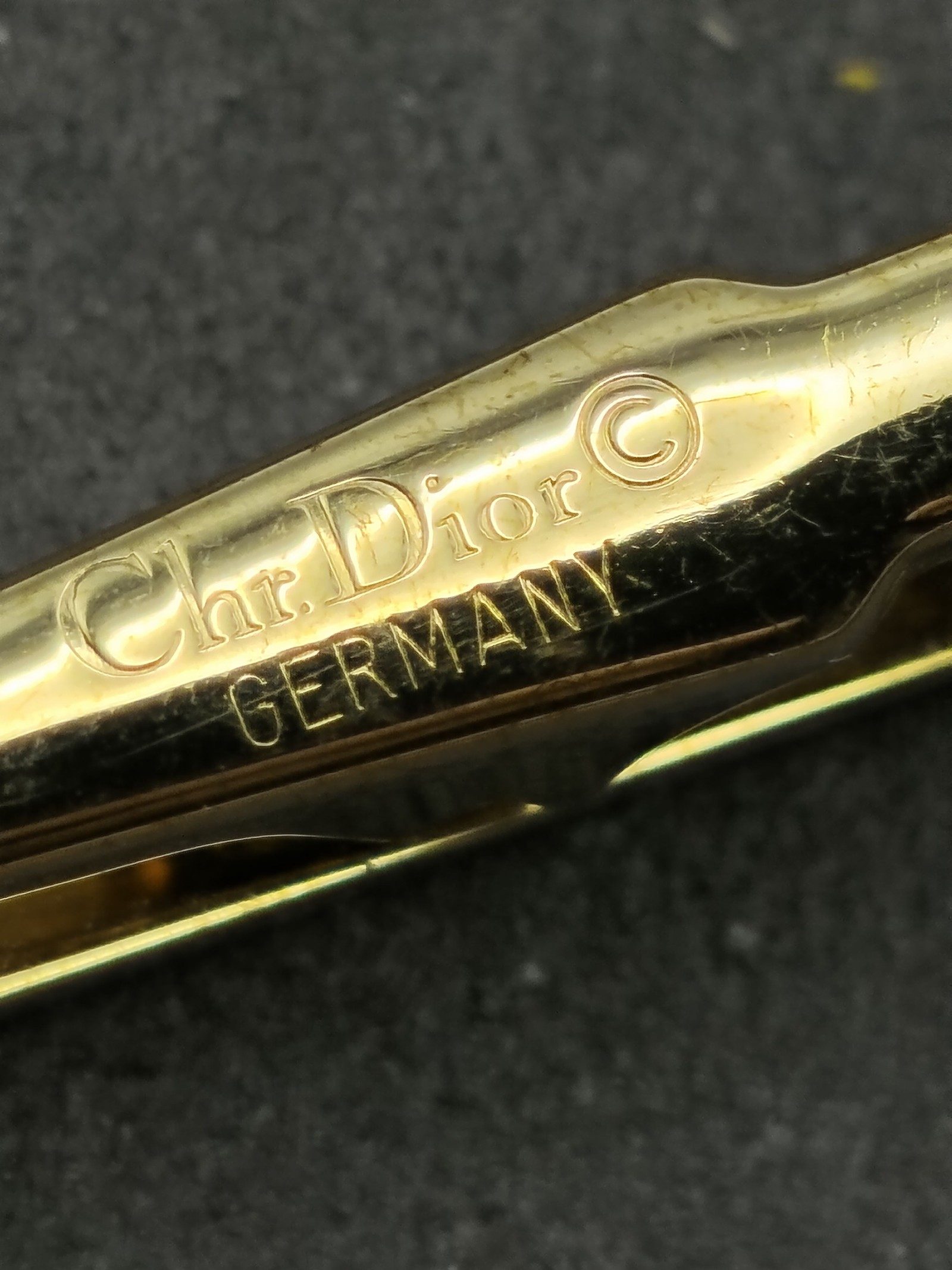 Christian Dior Gold & Black Tie Bar Clip image 9