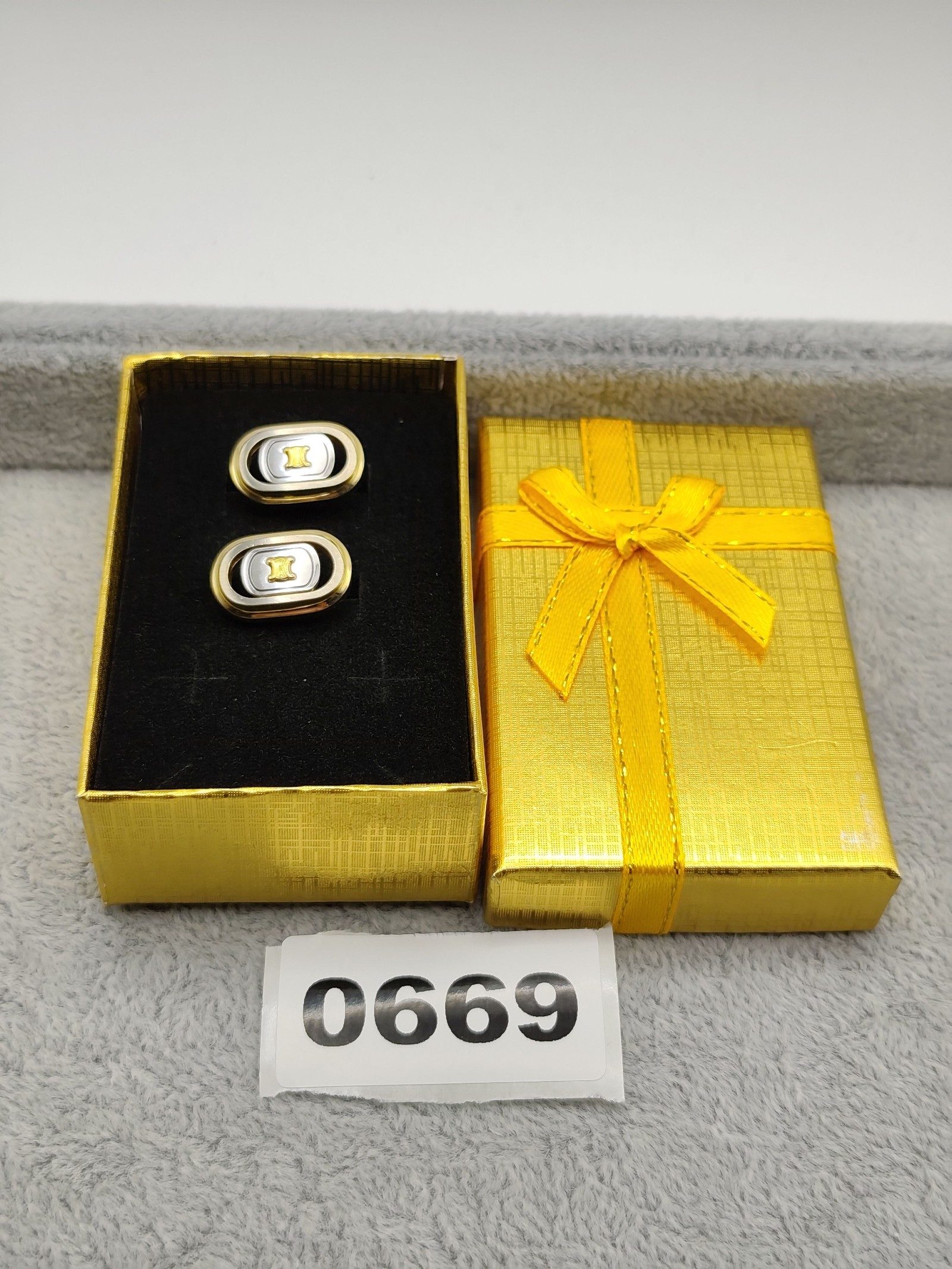 Celine Gold & Silver Tone Logo Cufflinks Unisex