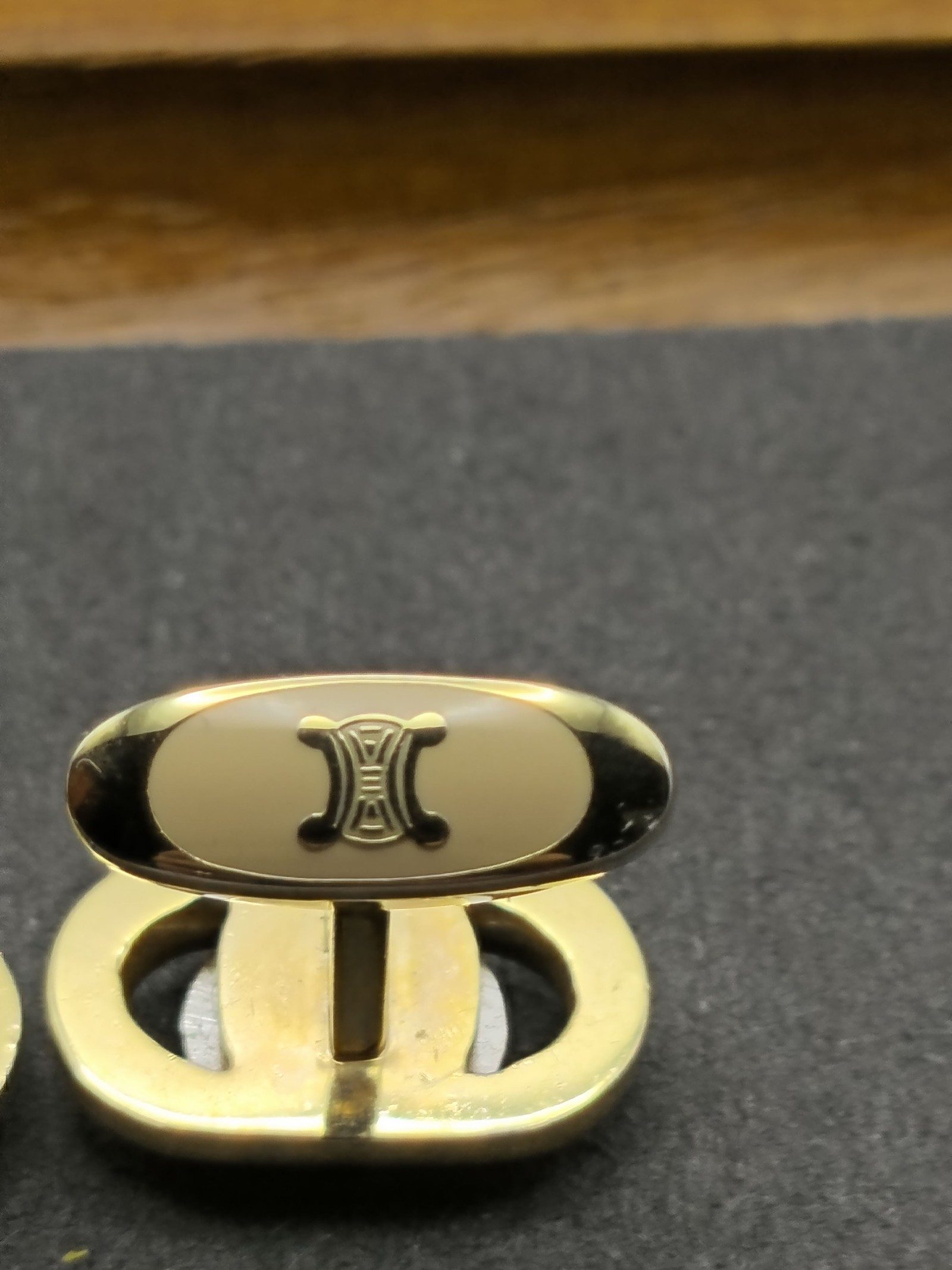 Celine Gold & Silver Tone Logo Cufflinks Unisex image 7